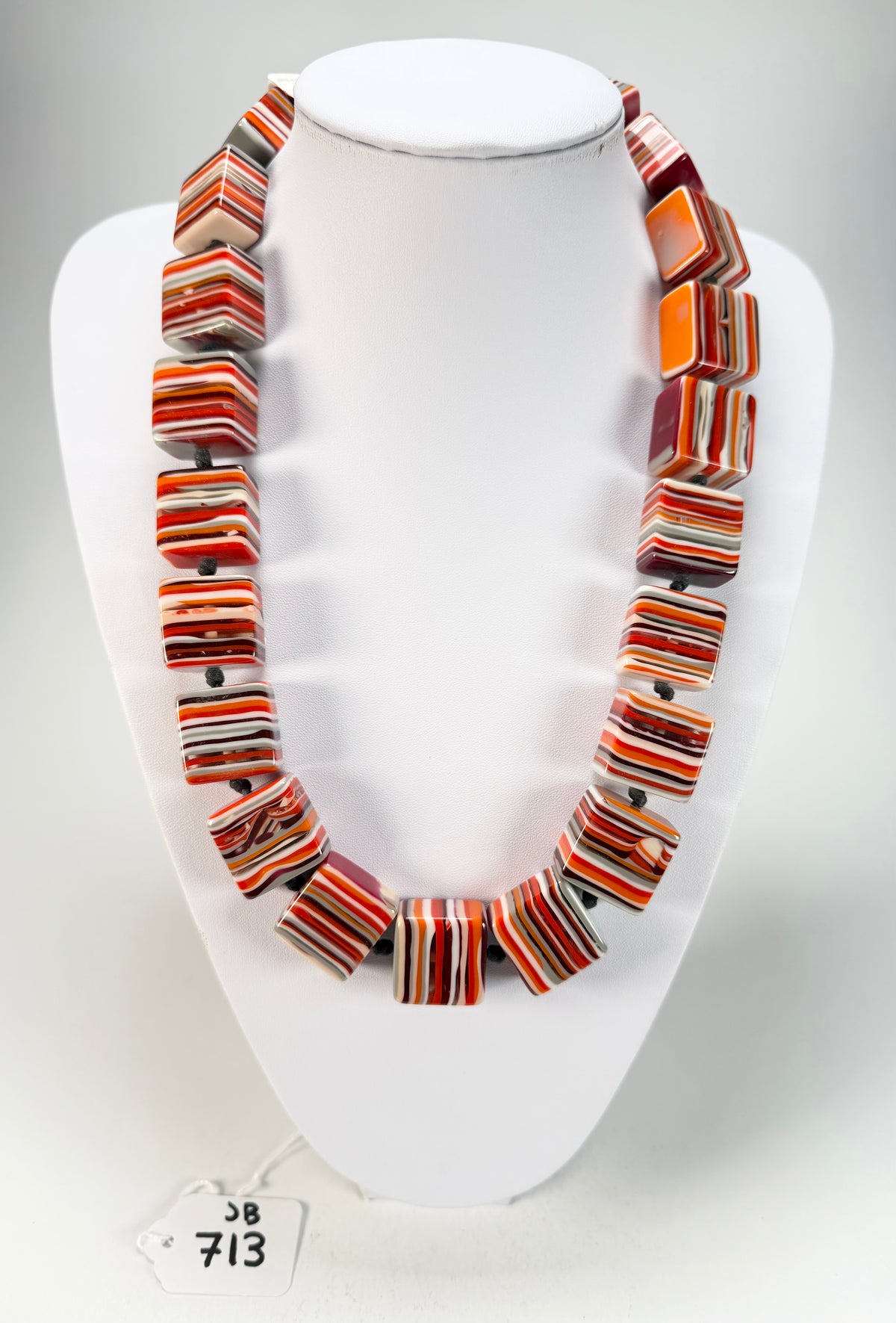 Jackie Brazil "Gala" Liquorice Orange Mix Half Rectangles 65cm Necklace ( N0789 )