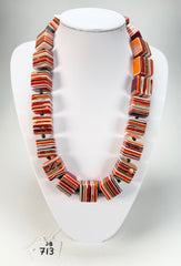Jackie Brazil "Gala" Liquorice Orange Mix Half Rectangles 65cm Necklace ( N0789 )