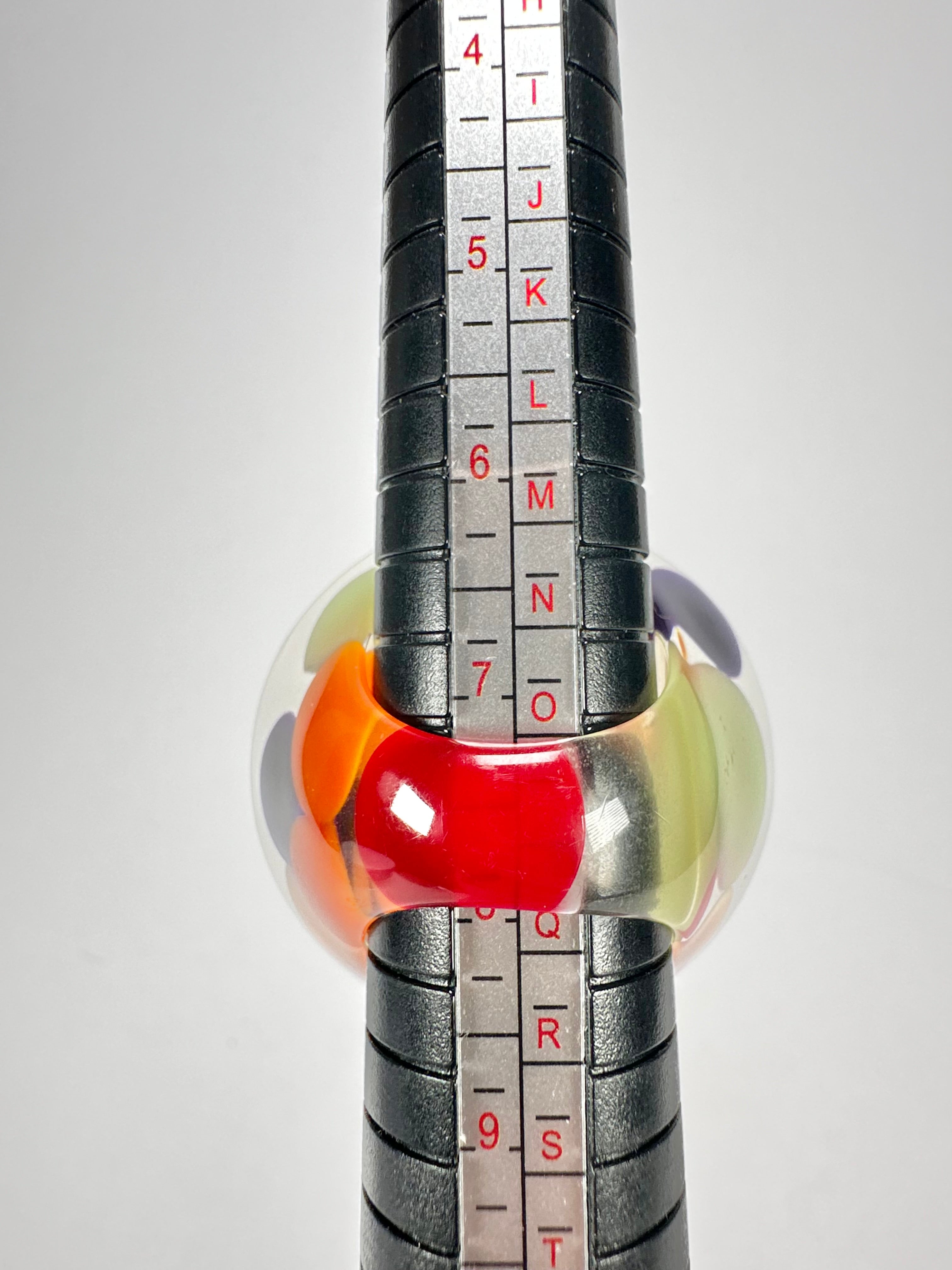 Jackie Brazil "Acrobatic" Flat Round Petite Green Balls Spots Resin Ring ( R2536 ) Size UK P / US 7.5