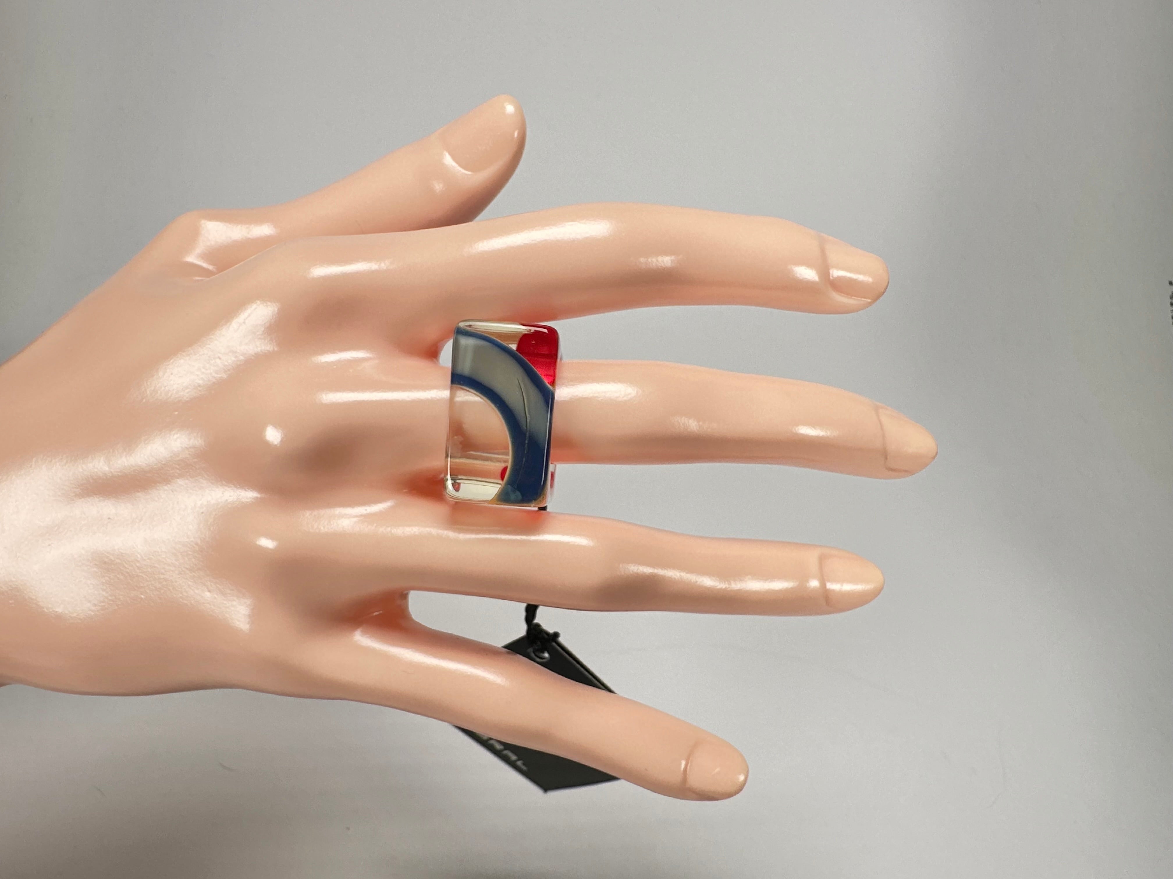 Jackie Brazil "Past Present Urca" Cascade Square Resin Ring ( R3256 ) Size UK P/ US 7.5