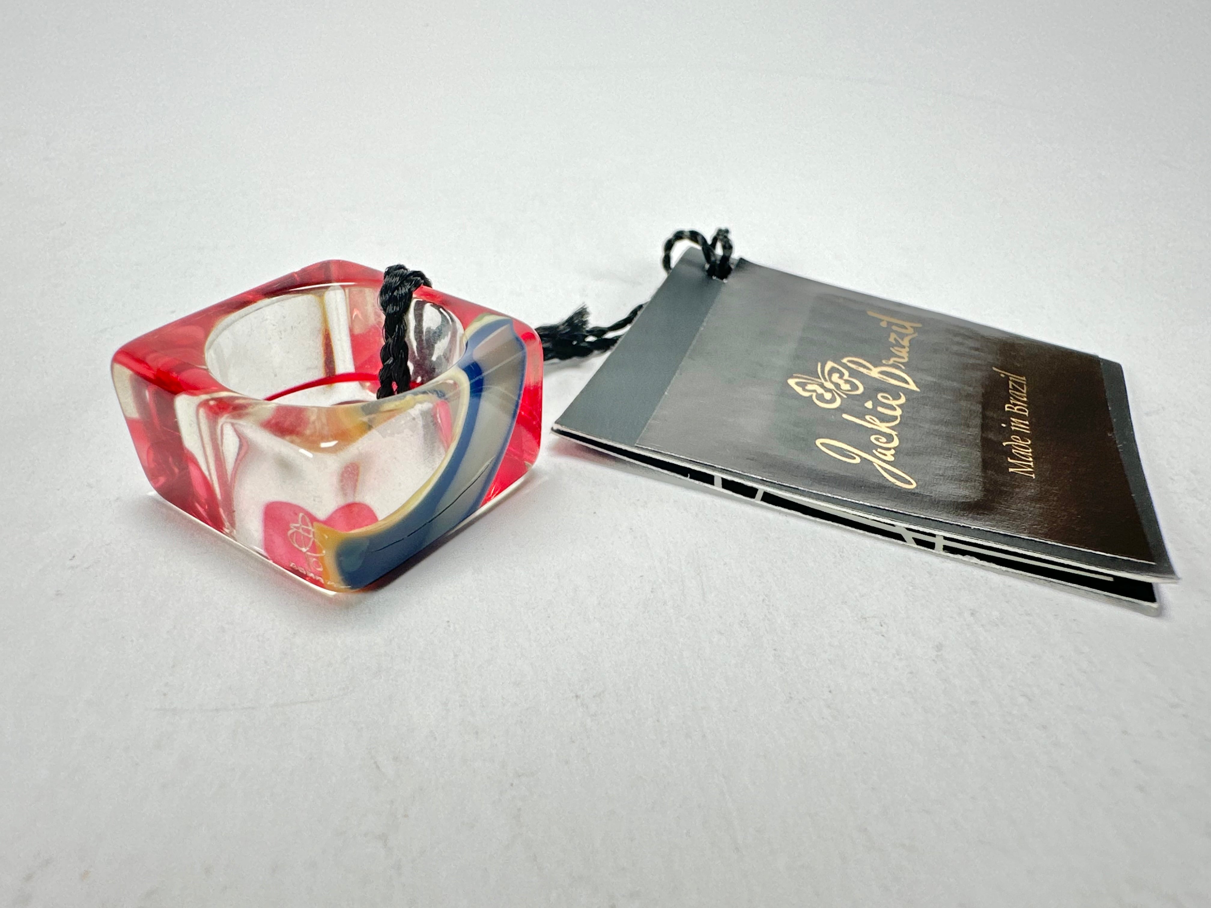 Jackie Brazil "Past Present Urca" Cascade Square Resin Ring ( R3256 ) Size UK P/ US 7.5