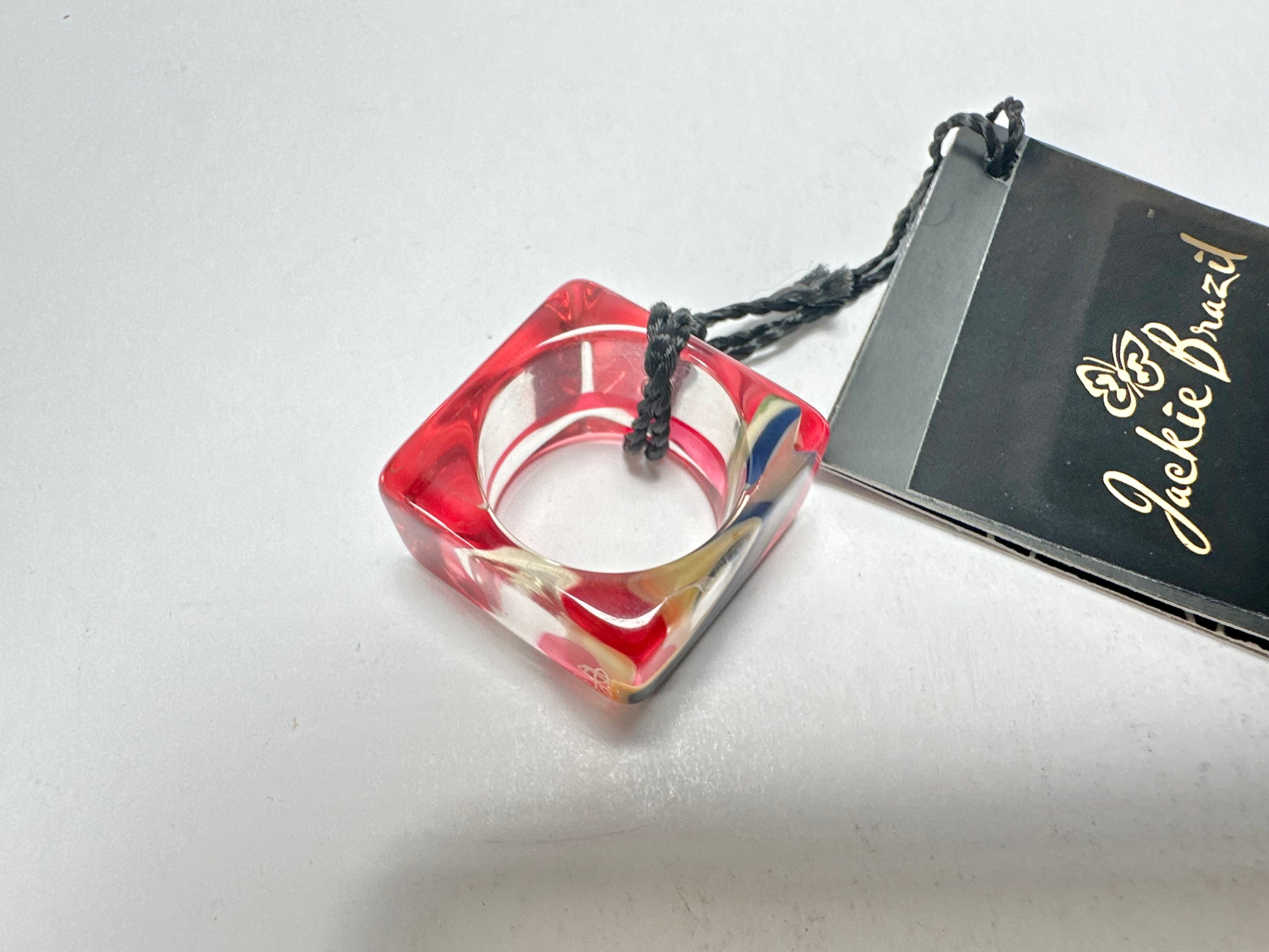 Jackie Brazil "Past Present Urca" Cascade Square Resin Ring ( R3256 ) Size UK P/ US 7.5