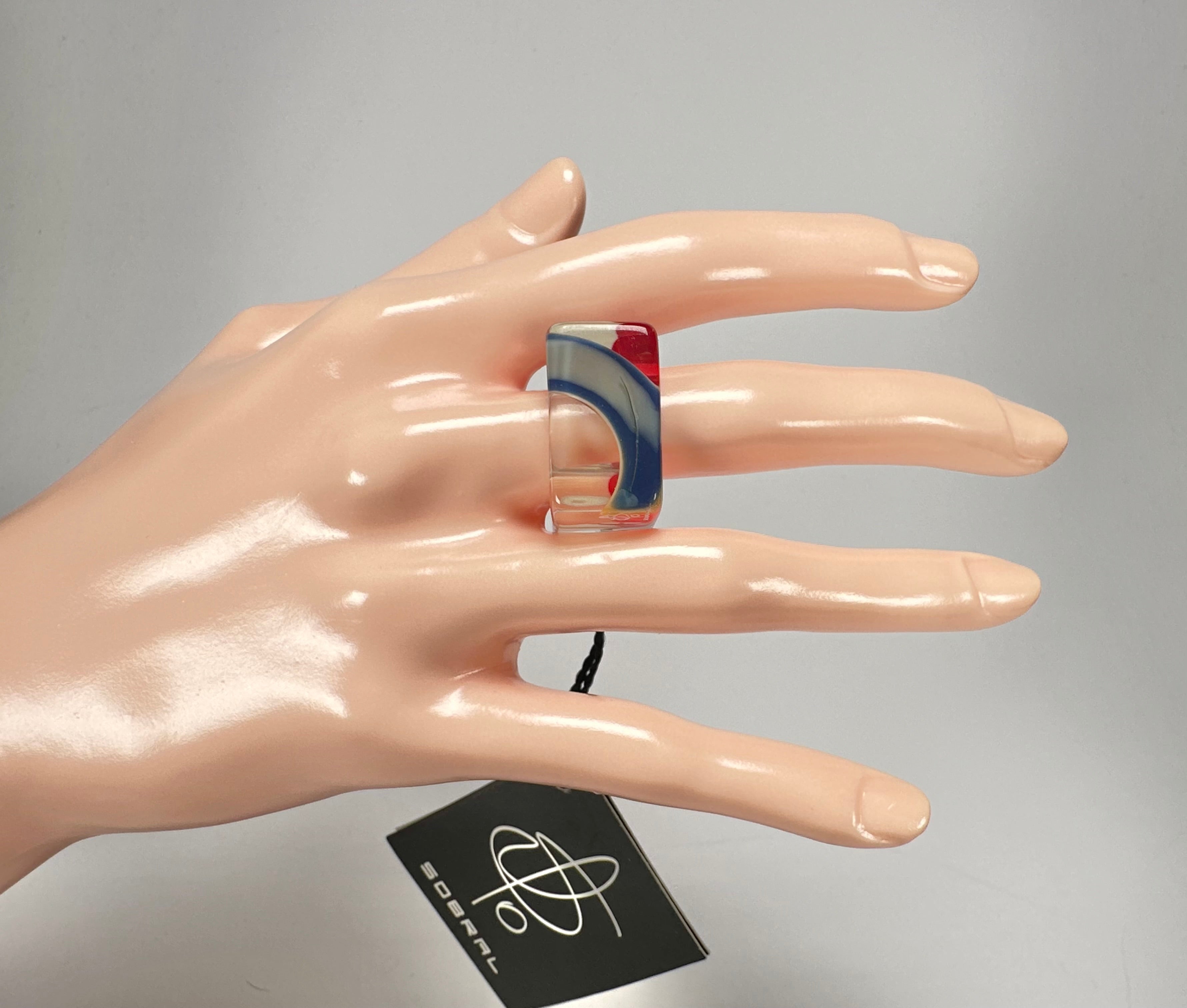 Jackie Brazil "Past Present Urca" Cascade Square Resin Ring ( R3256 ) Size UK P/ US 7.5