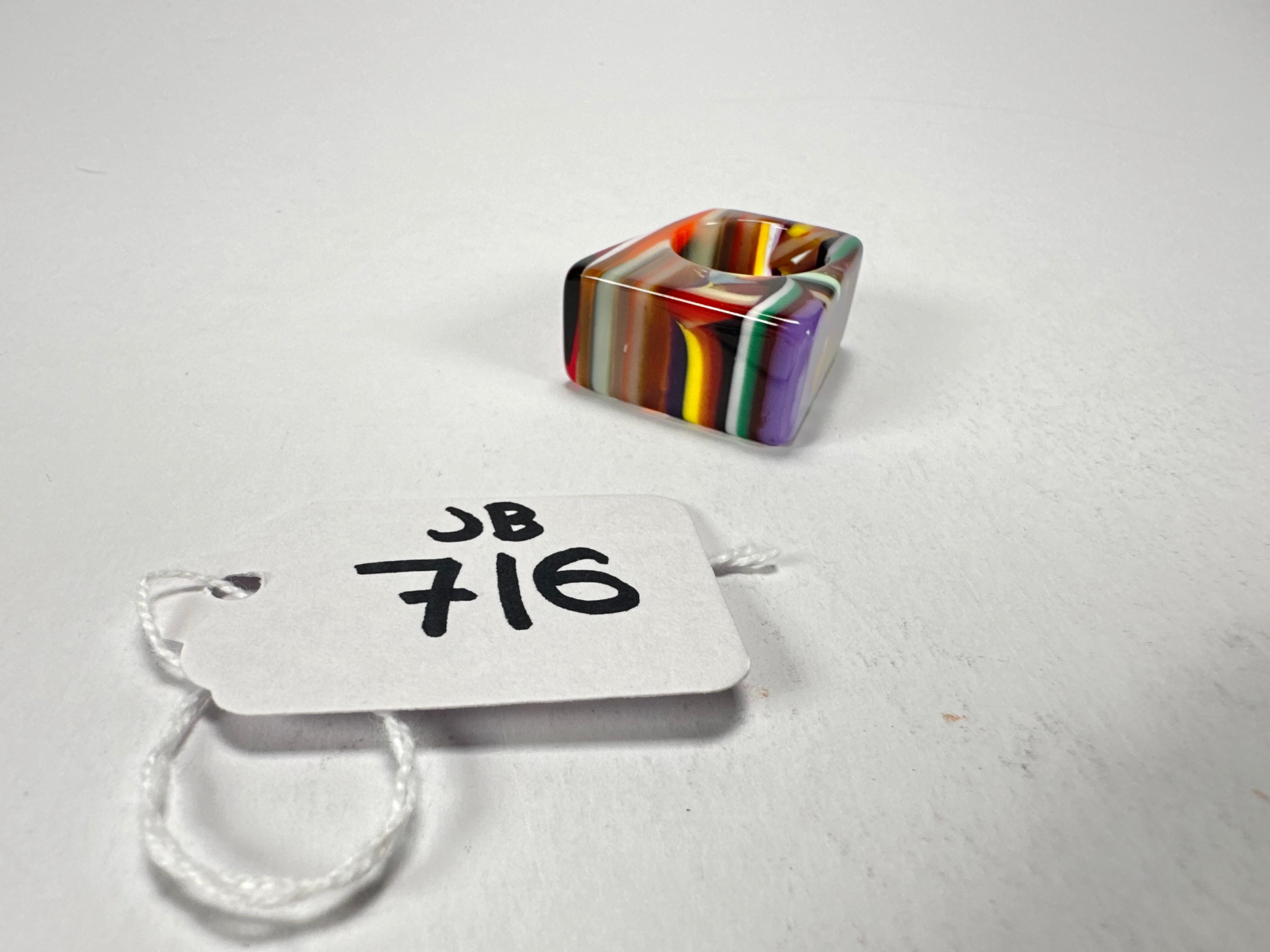 Jackie Brazil "Leda" Liquorice Allsorts Pop Art Colour Mix Resin Ring ( R2269 ) UK P / USA 7.5