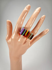 Jackie Brazil "Leda" Liquorice Allsorts Pop Art Colour Mix Resin Ring ( R2269 ) UK P / USA 7.5