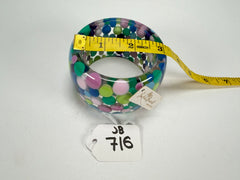 Jackie Brazil "Petit Balls" Blue Mix Spots Solid Round Resin 5cm Bangle ( B2521 )