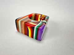 Jackie Brazil "Leda" Liquorice Allsorts Pop Art Colour Mix Resin Ring ( R2269 ) UK P / USA 7.5