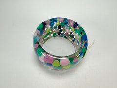 Jackie Brazil "Petit Balls" Blue Mix Spots Solid Round Resin 5cm Bangle ( B2521 )