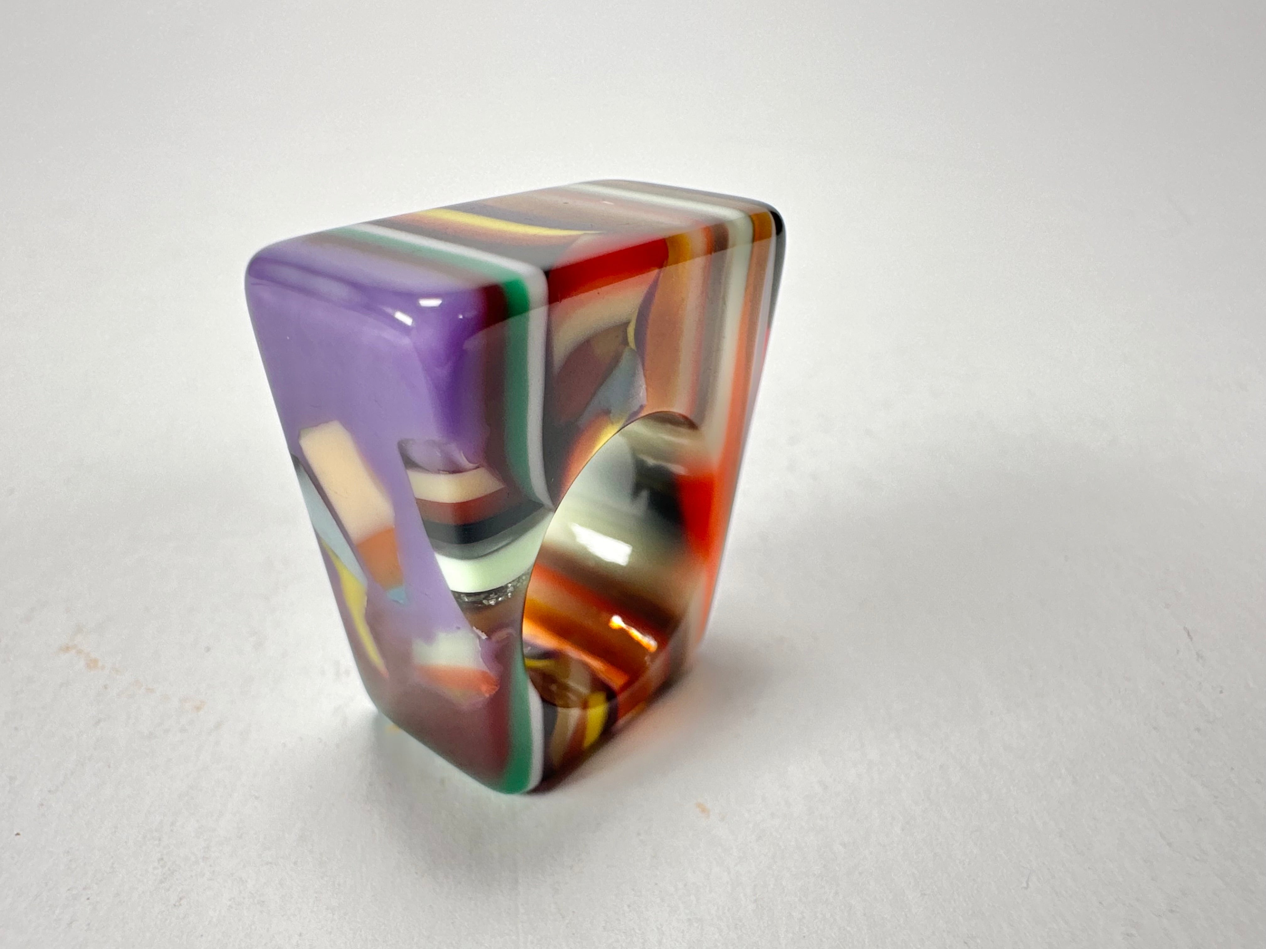 Jackie Brazil "Leda" Liquorice Allsorts Pop Art Colour Mix Resin Ring ( R2269 ) UK P / USA 7.5
