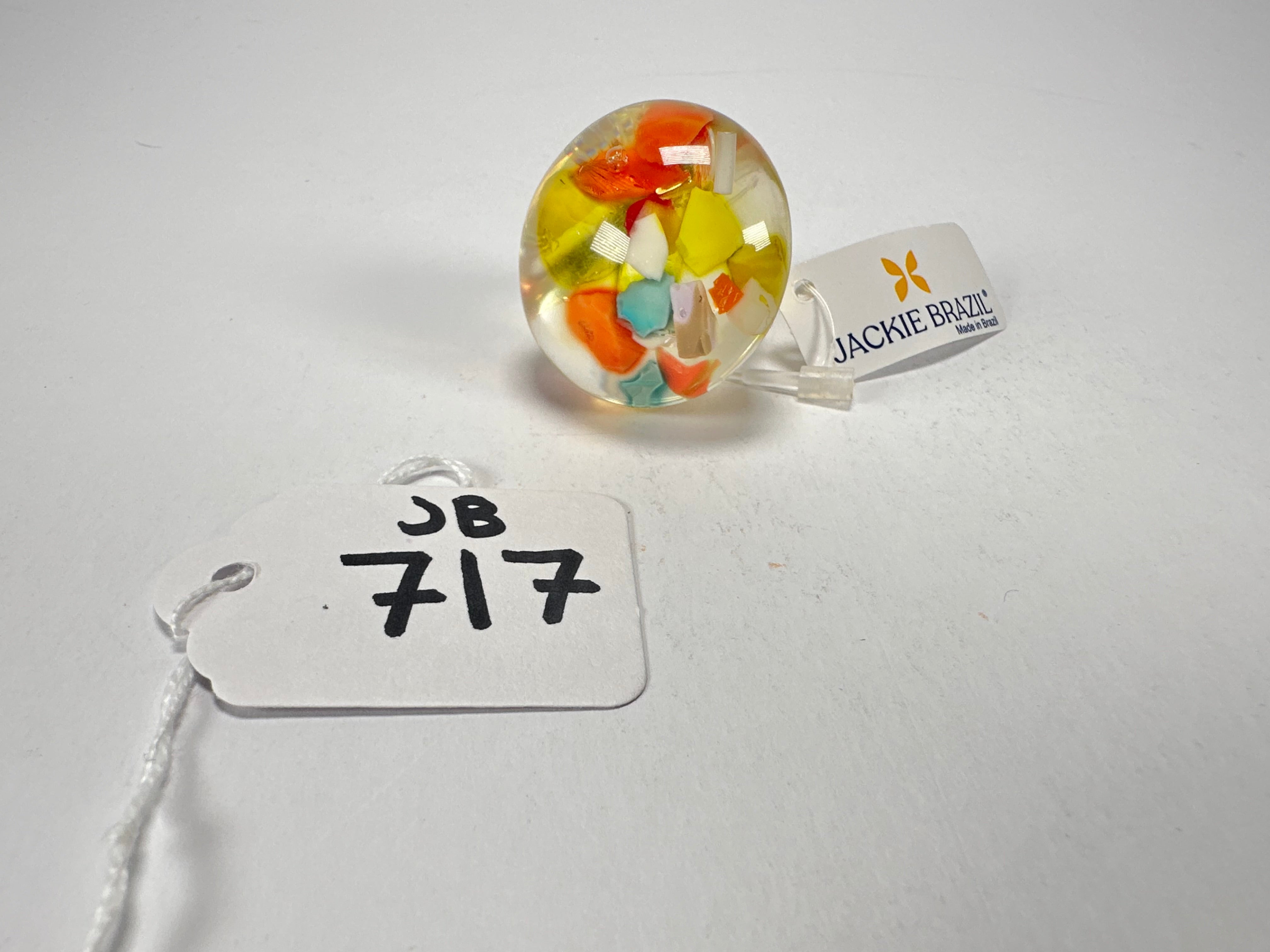 Jackie Brazil "Cascade" Large Round Domed Resin Ring ( R2929 ) Size UK Q / US 8