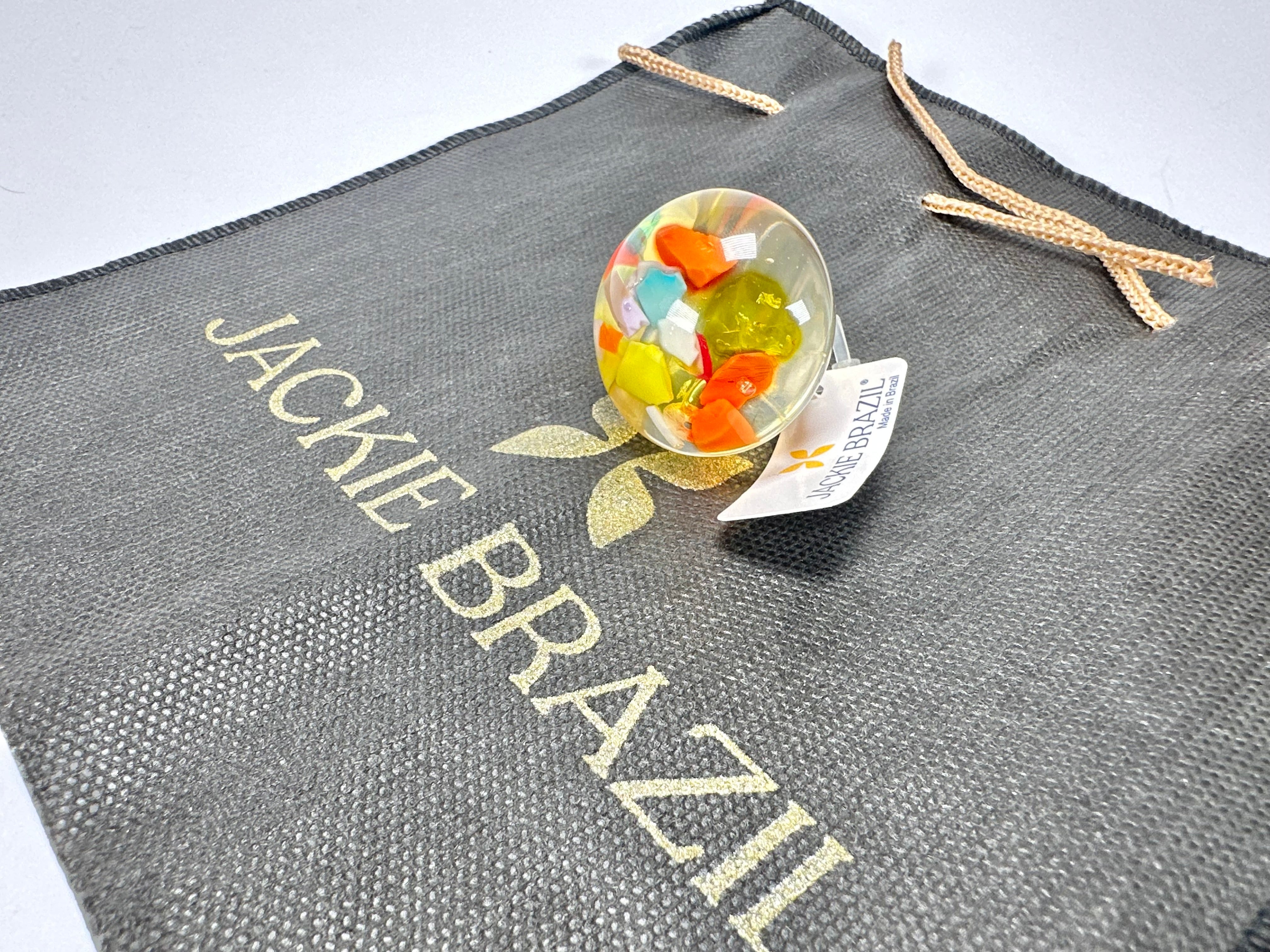 Jackie Brazil "Cascade" Large Round Domed Resin Ring ( R2929 ) Size UK Q / US 8