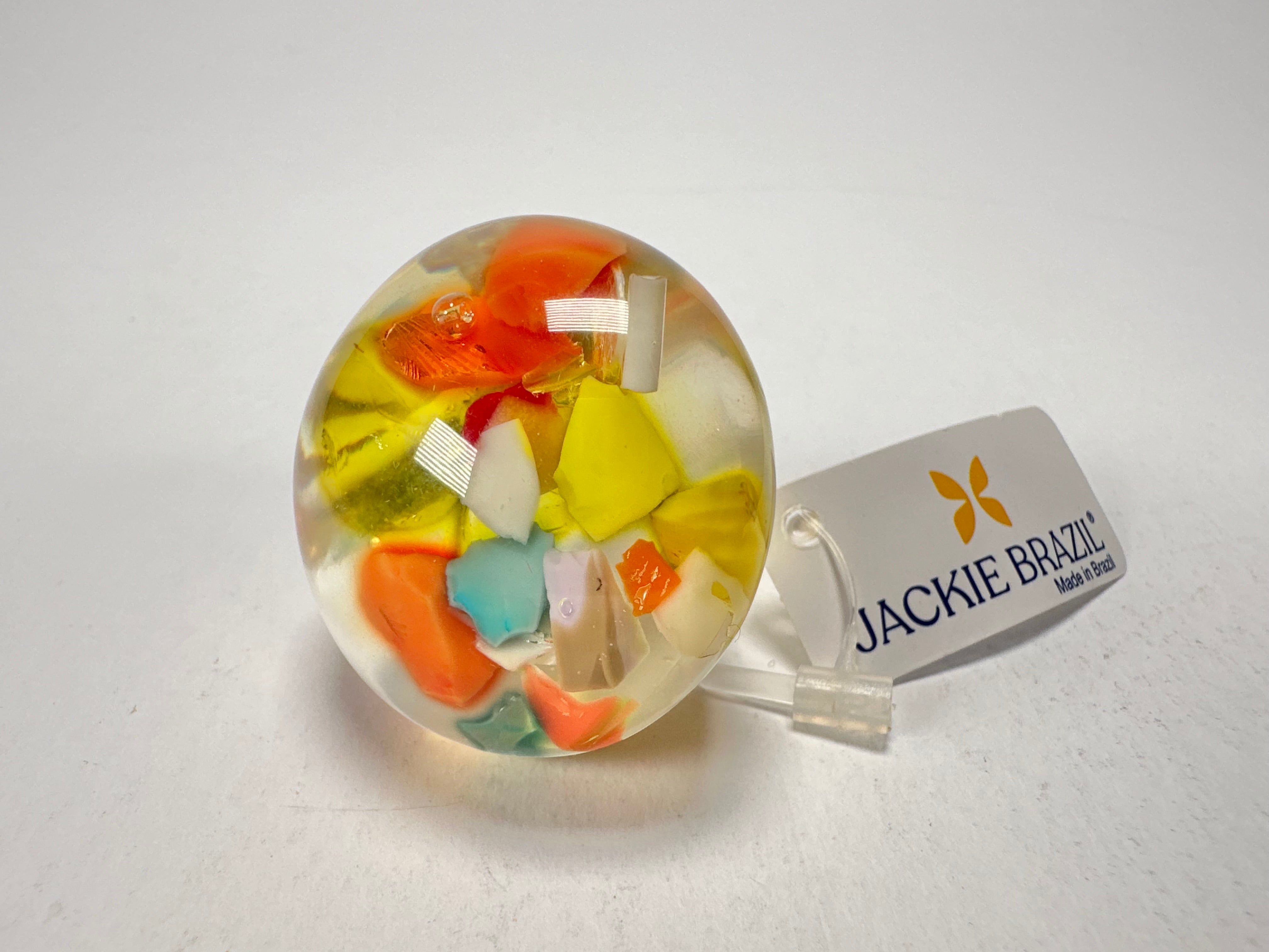 Jackie Brazil "Cascade" Large Round Domed Resin Ring ( R2929 ) Size UK Q / US 8