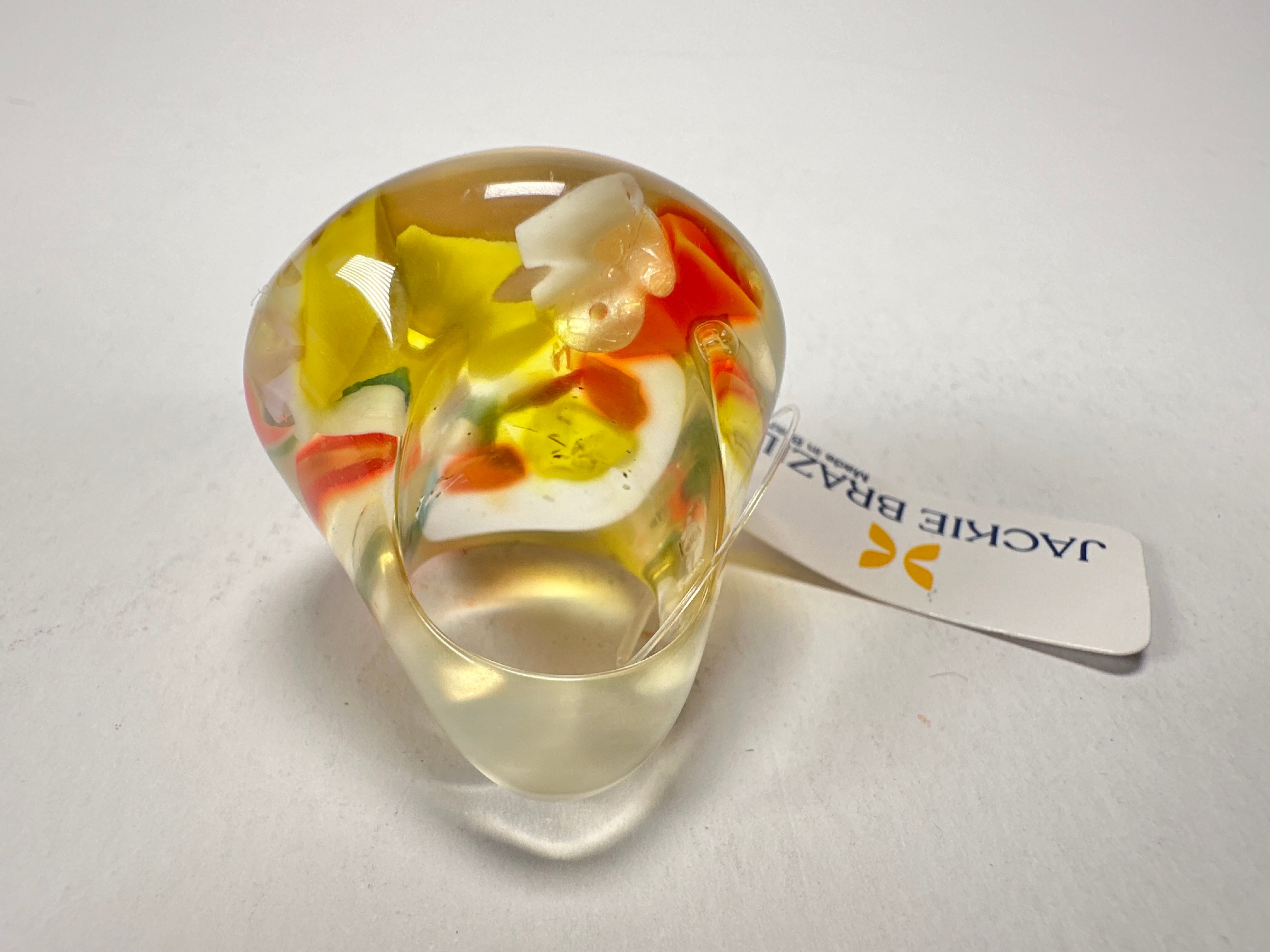 Jackie Brazil "Cascade" Large Round Domed Resin Ring ( R2929 ) Size UK Q / US 8