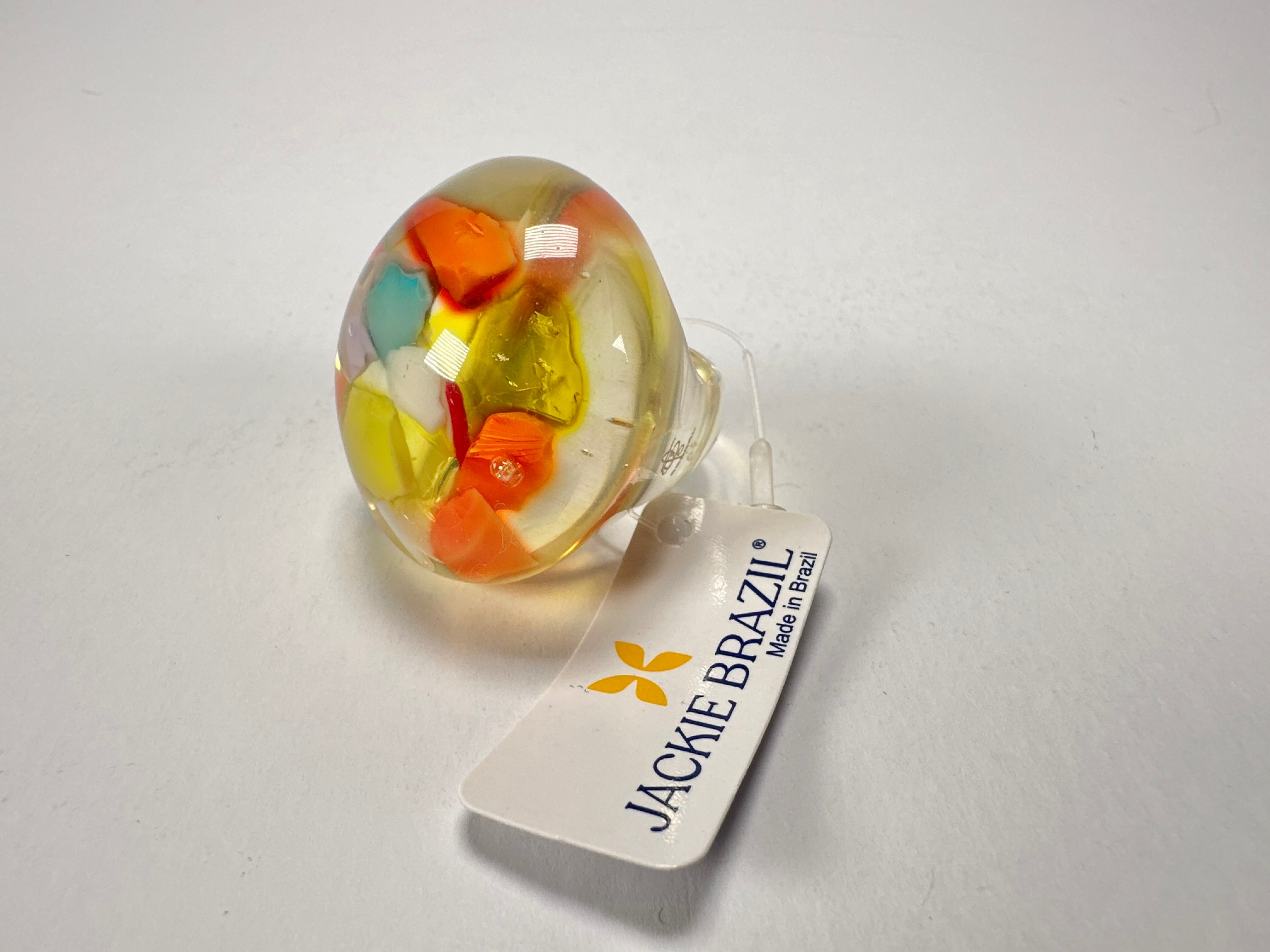 Jackie Brazil "Cascade" Large Round Domed Resin Ring ( R2929 ) Size UK Q / US 8
