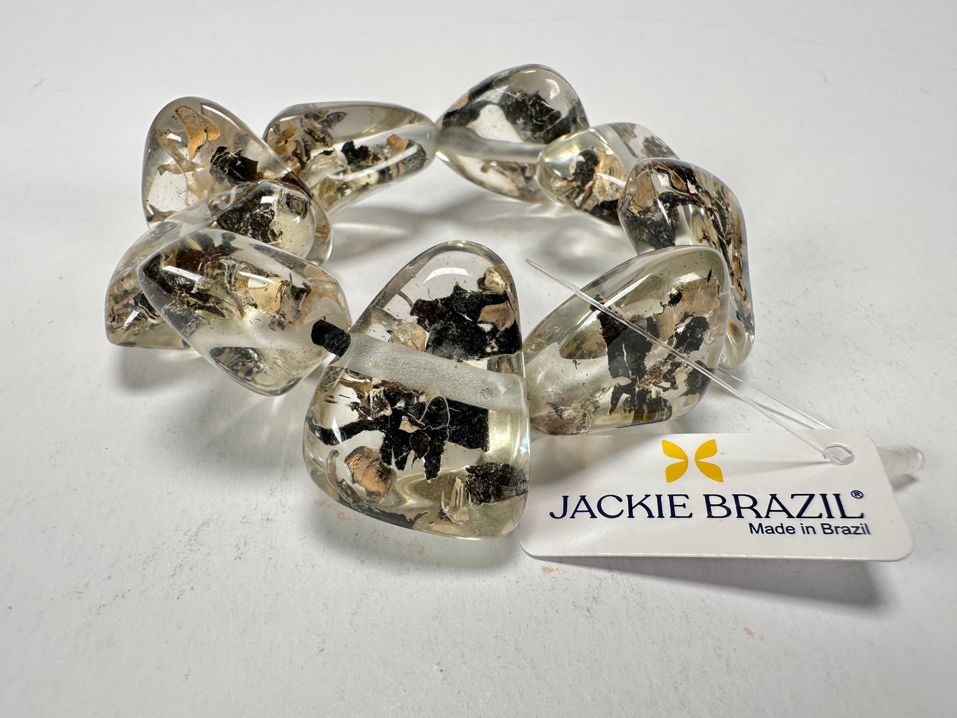 Jackie Brazil "Diamonds" Seaweed Flintstone Bone Bracelet ( B0211 )