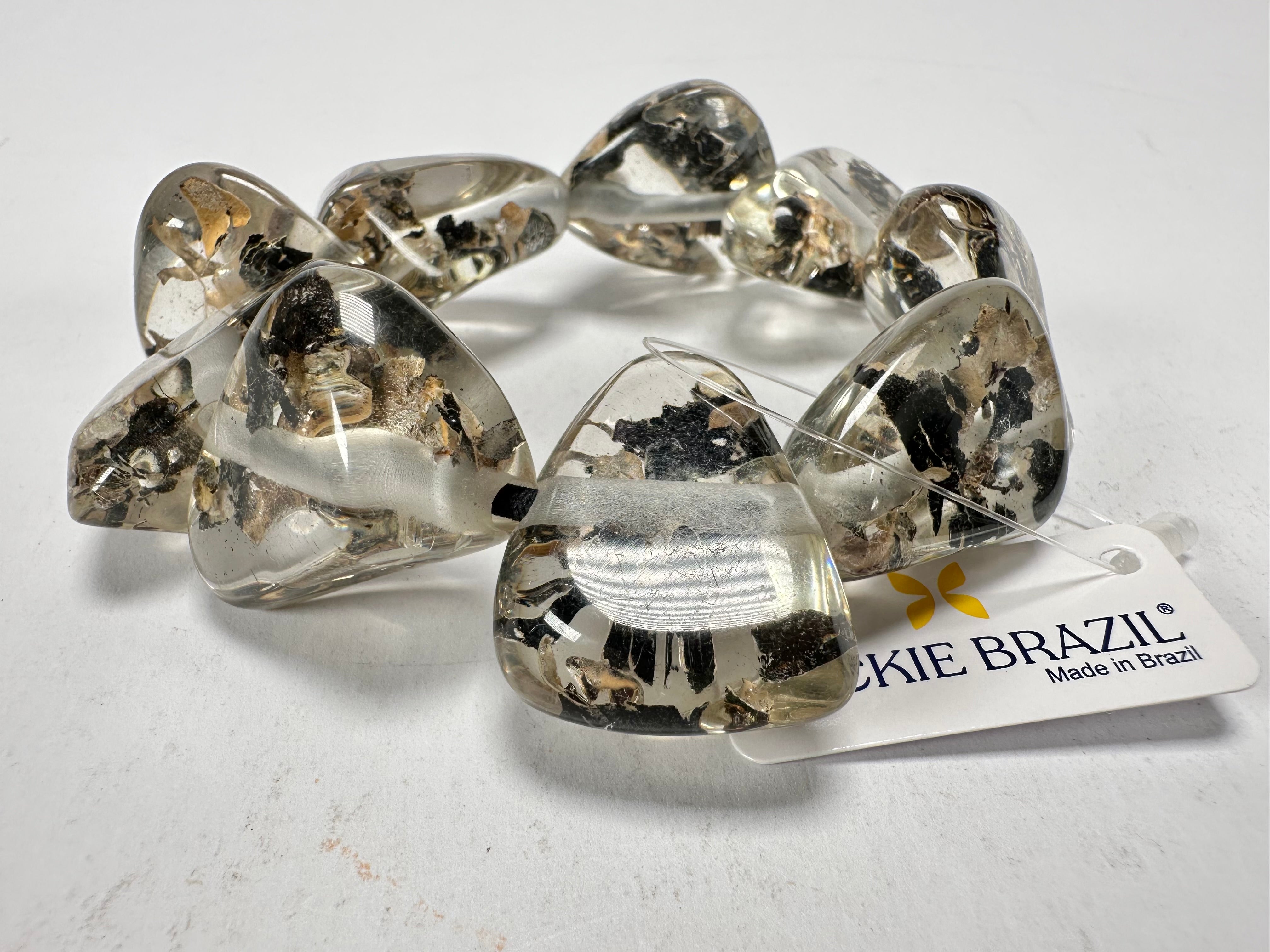 Jackie Brazil "Diamonds" Seaweed Flintstone Bone Bracelet ( B0211 )