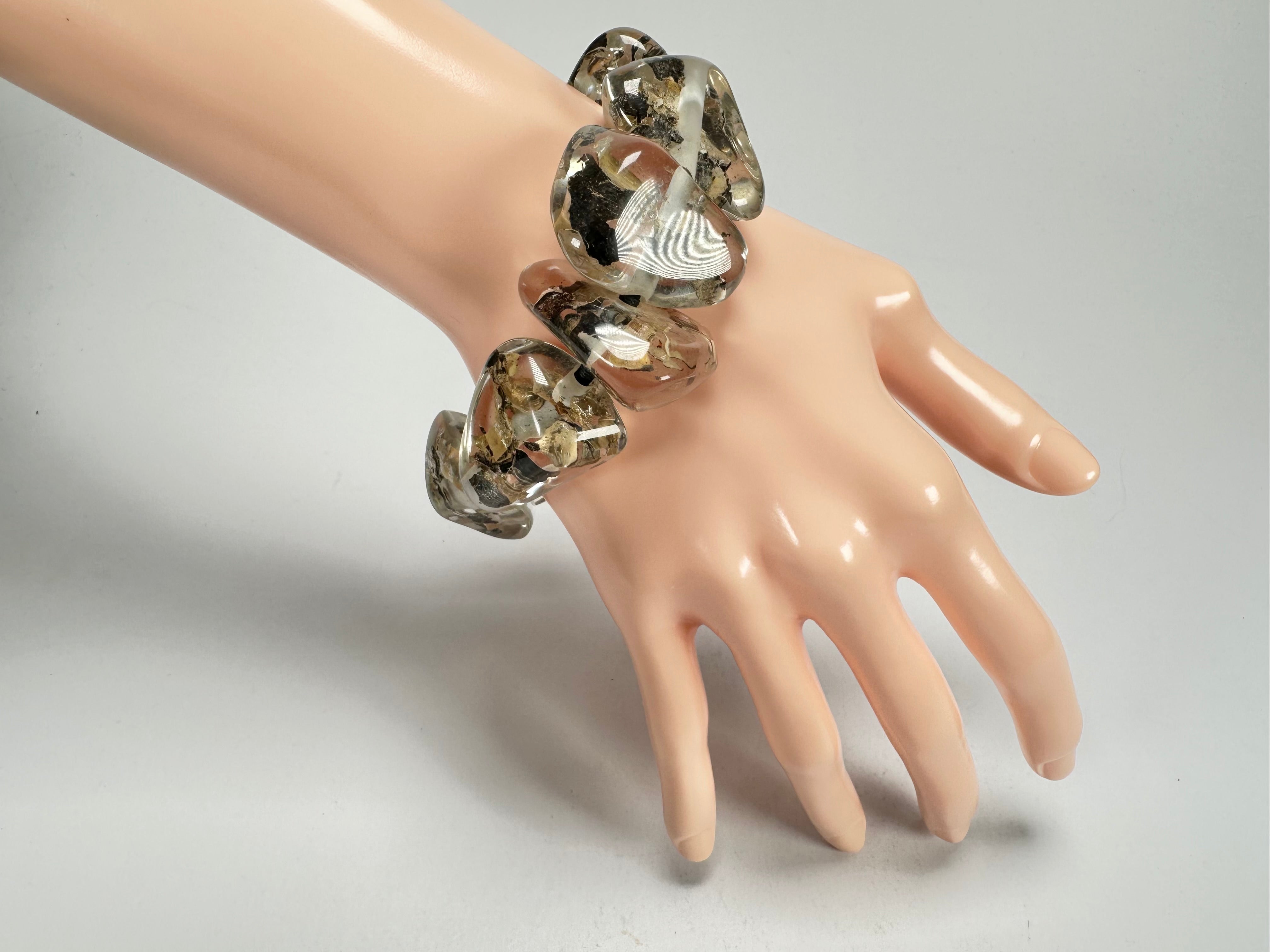 Jackie Brazil "Diamonds" Seaweed Flintstone Bone Bracelet ( B0211 )