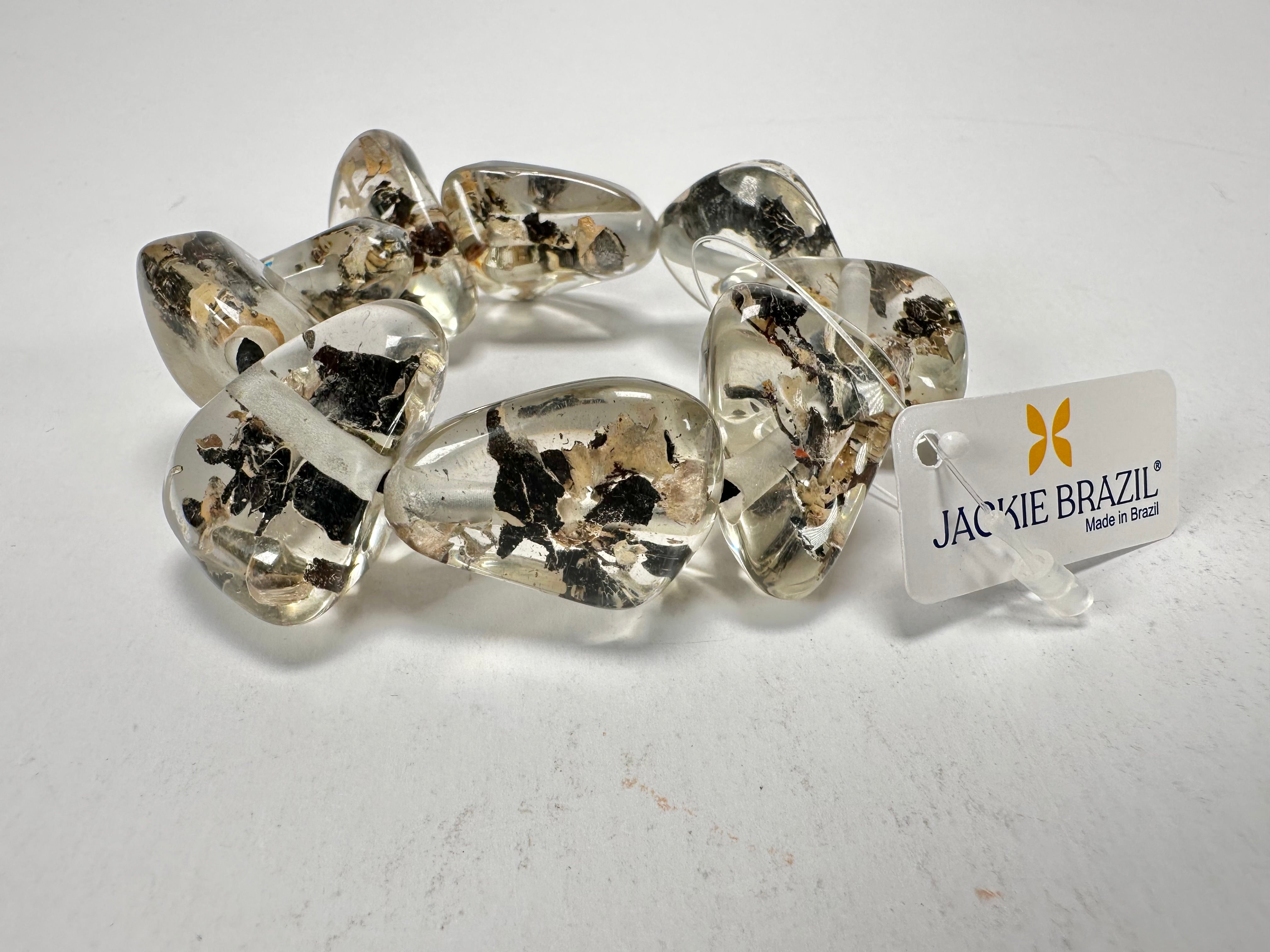 Jackie Brazil "Diamonds" Seaweed Flintstone Bone Bracelet ( B0211 )