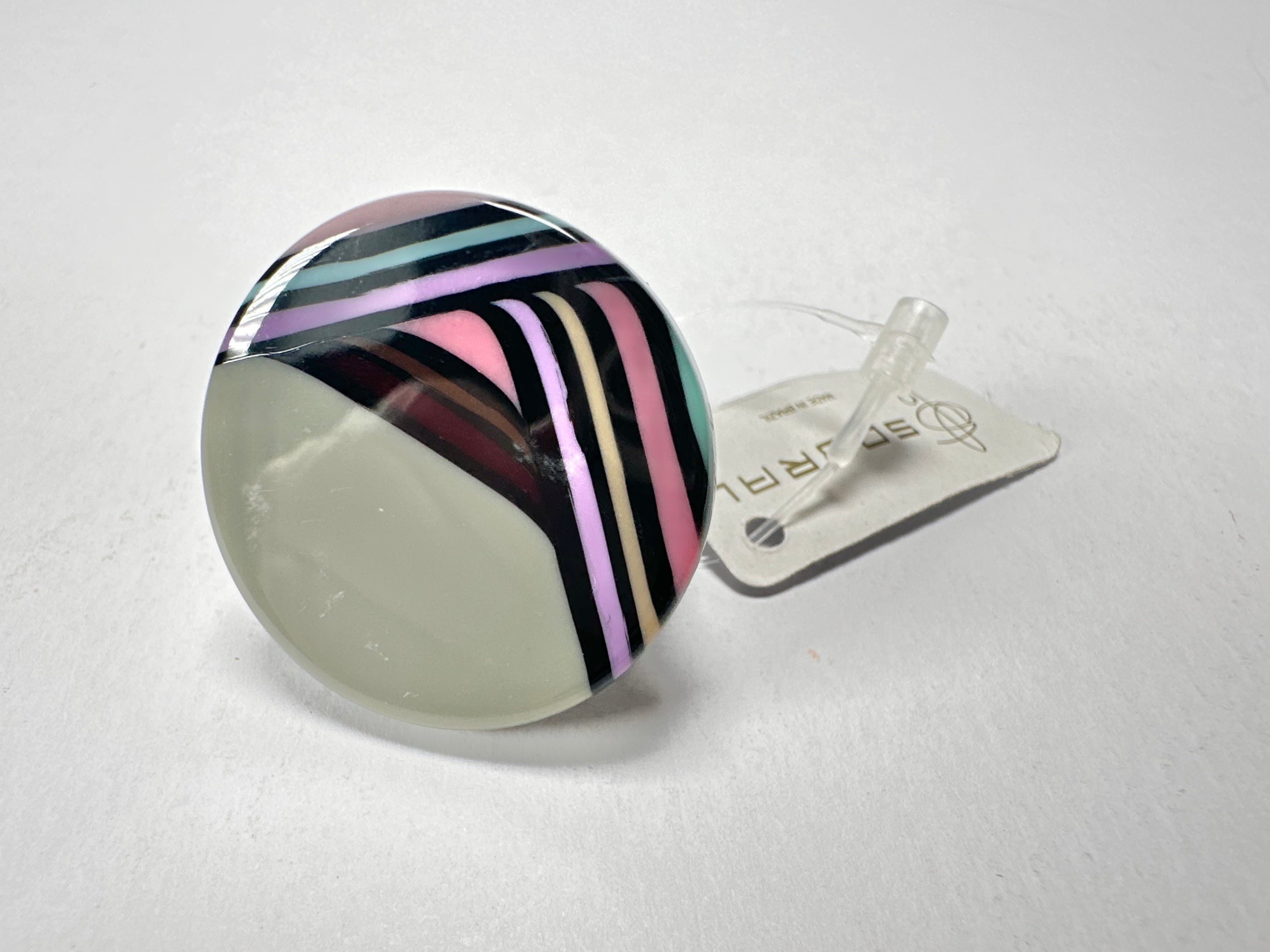Jackie Brazil "Coast" Swirls Grey Circle Resin Ring ( R3198 ) Size UK P / USA 7.5