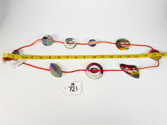 Jackie Brazil "Cool" Kandinsky Tropicalia Resin Necklace on Rubber Cord ( N2361 )