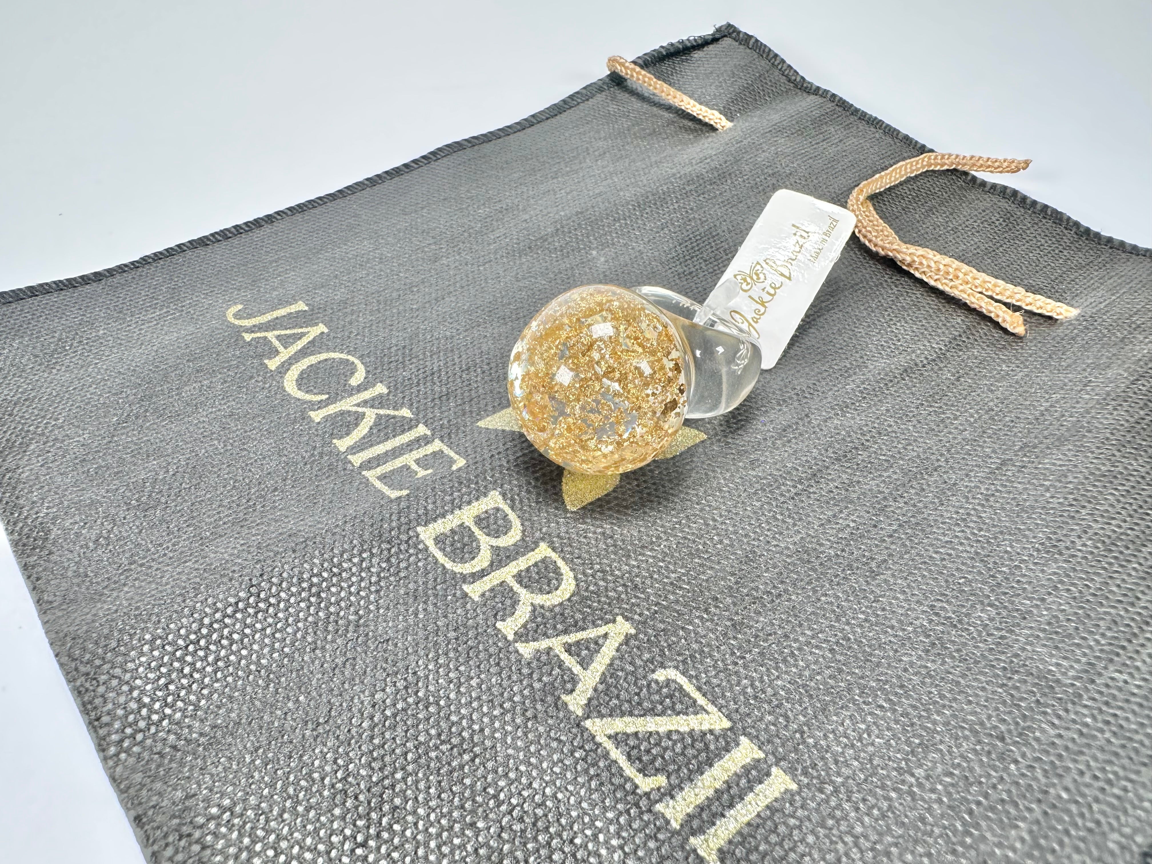 Jackie Brazil "Splendour" Large Ball Gold Flakes Ring ( R2500 ) Size UK - Q  / US - 8
