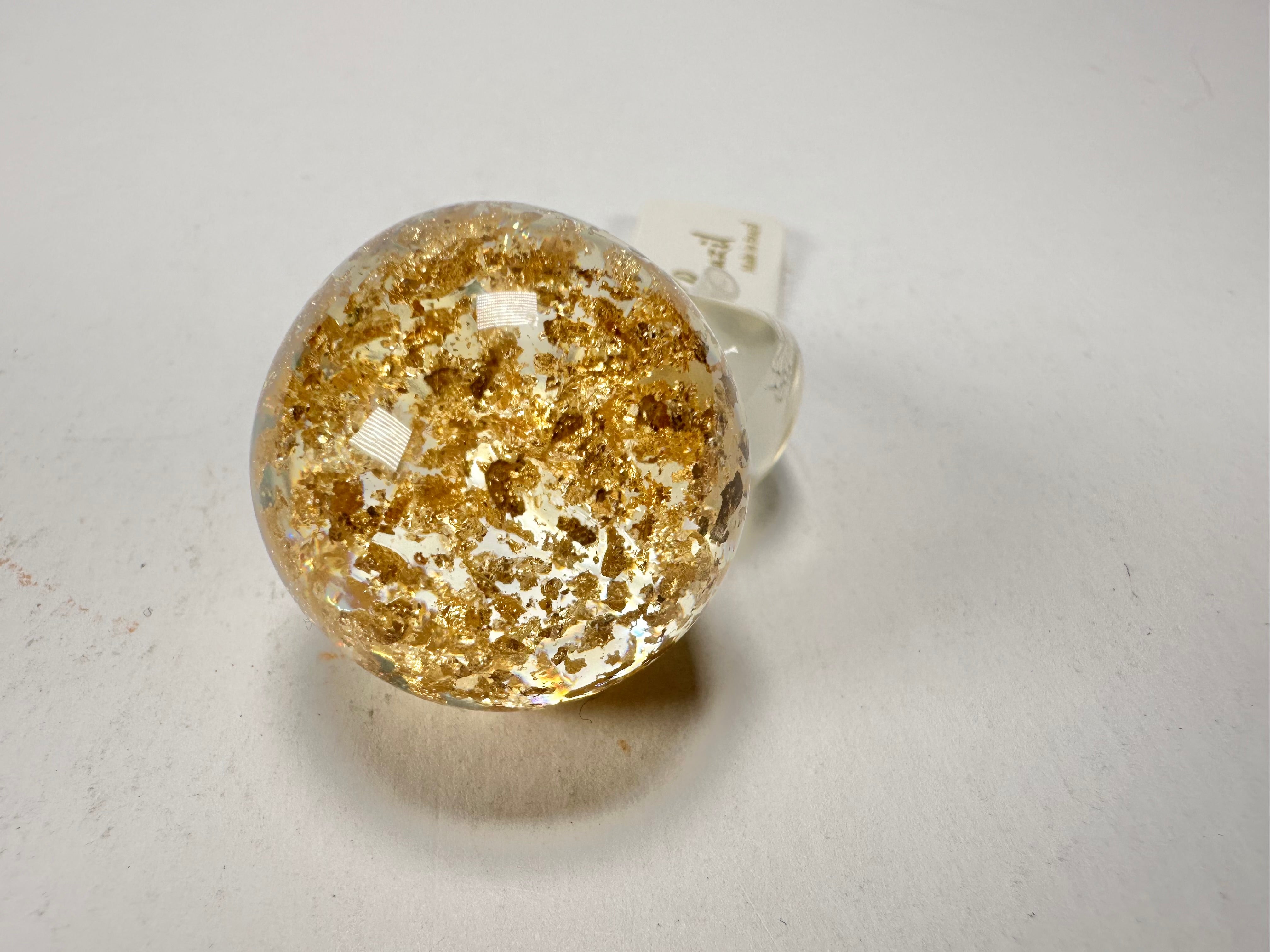 Jackie Brazil "Splendour" Large Ball Gold Flakes Ring ( R2500 ) Size UK - Q  / US - 8