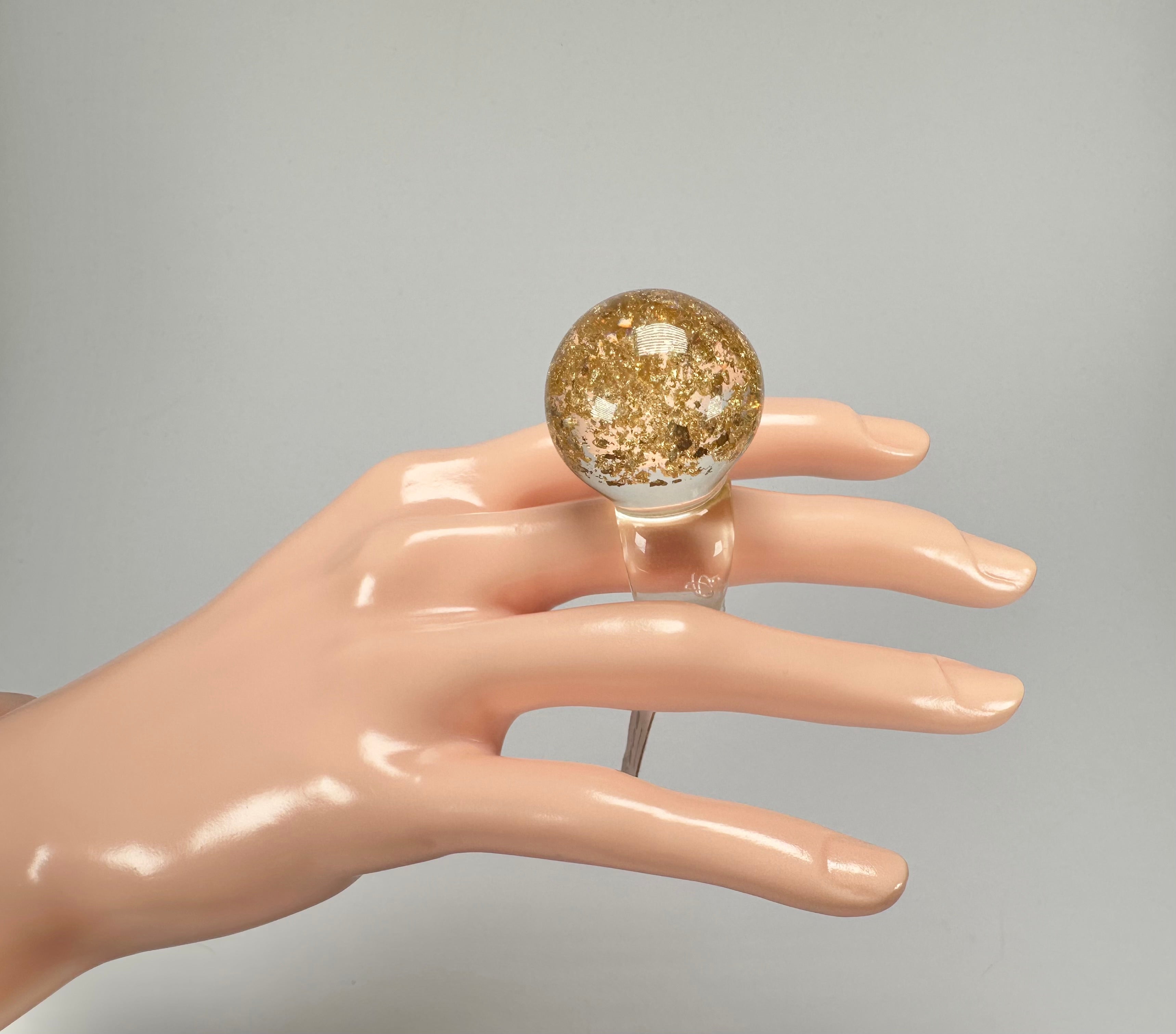 Jackie Brazil "Splendour" Large Ball Gold Flakes Ring ( R2500 ) Size UK - Q  / US - 8