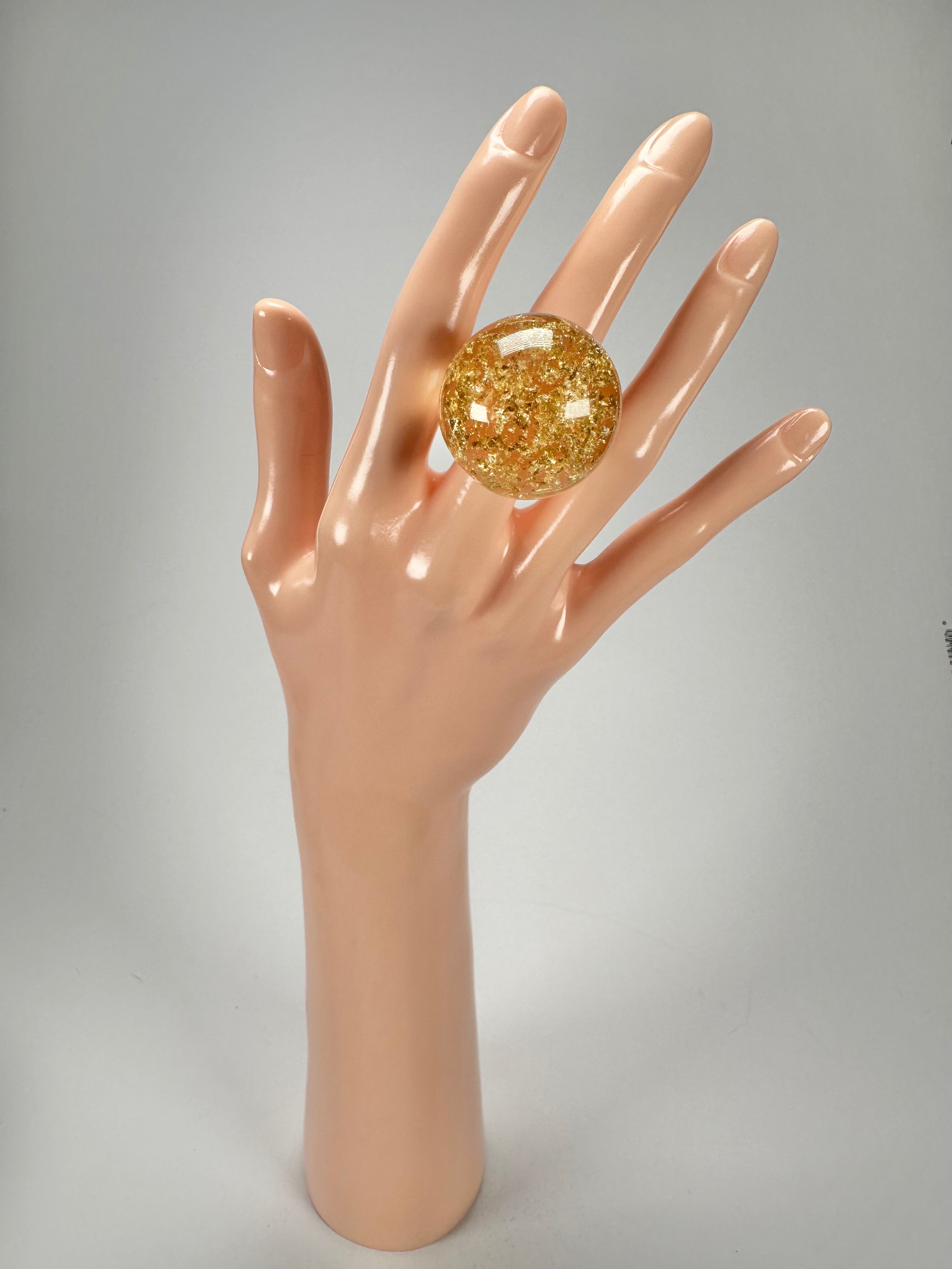 Jackie Brazil "Splendour" Large Ball Gold Flakes Ring ( R2500 ) Size UK - Q  / US - 8
