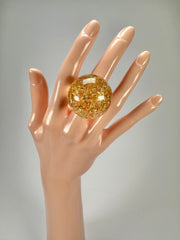 Jackie Brazil "Splendour" Large Ball Gold Flakes Ring ( R2500 ) Size UK - Q  / US - 8