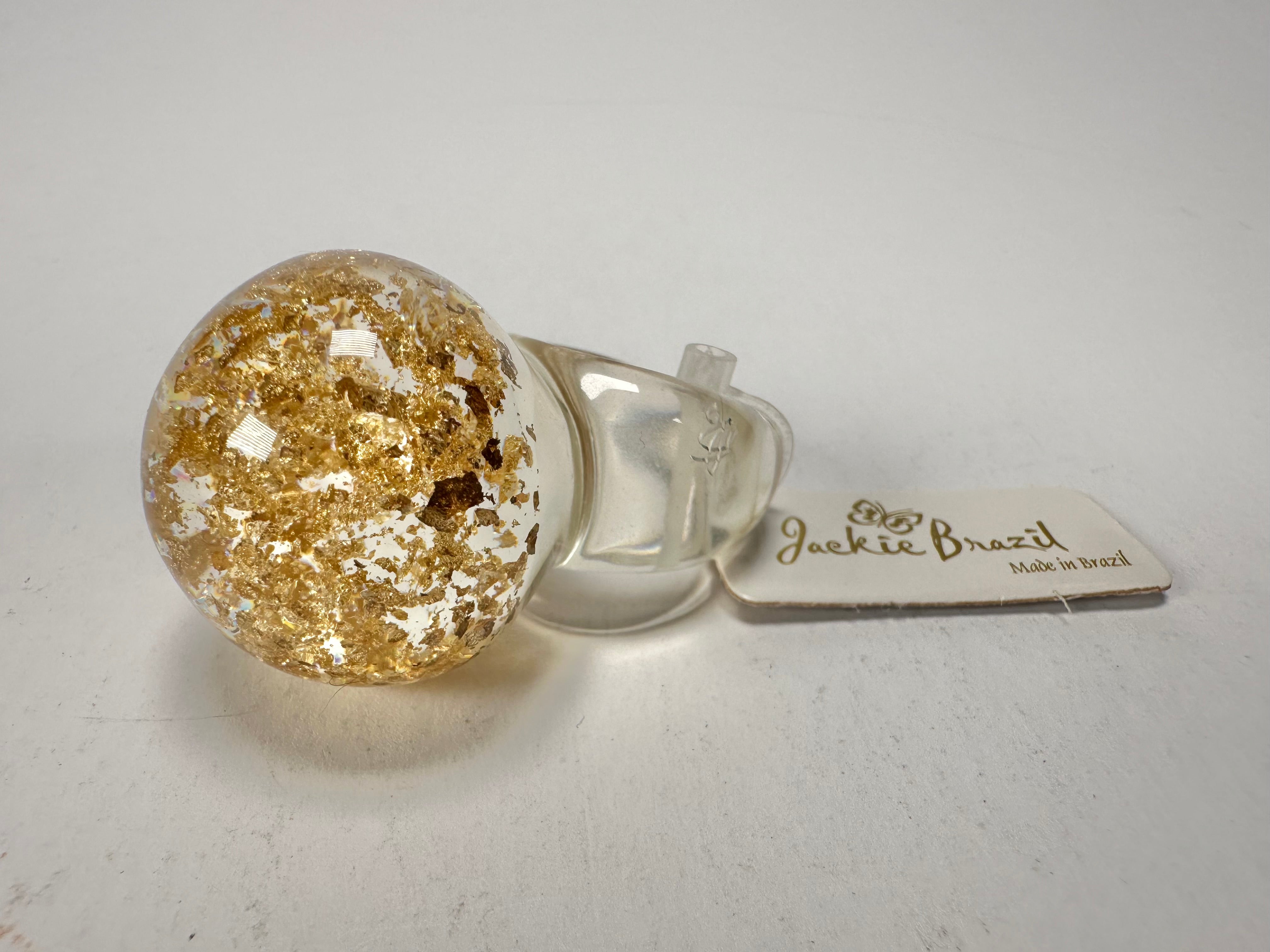 Jackie Brazil "Splendour" Large Ball Gold Flakes Ring ( R2500 ) Size UK - Q  / US - 8