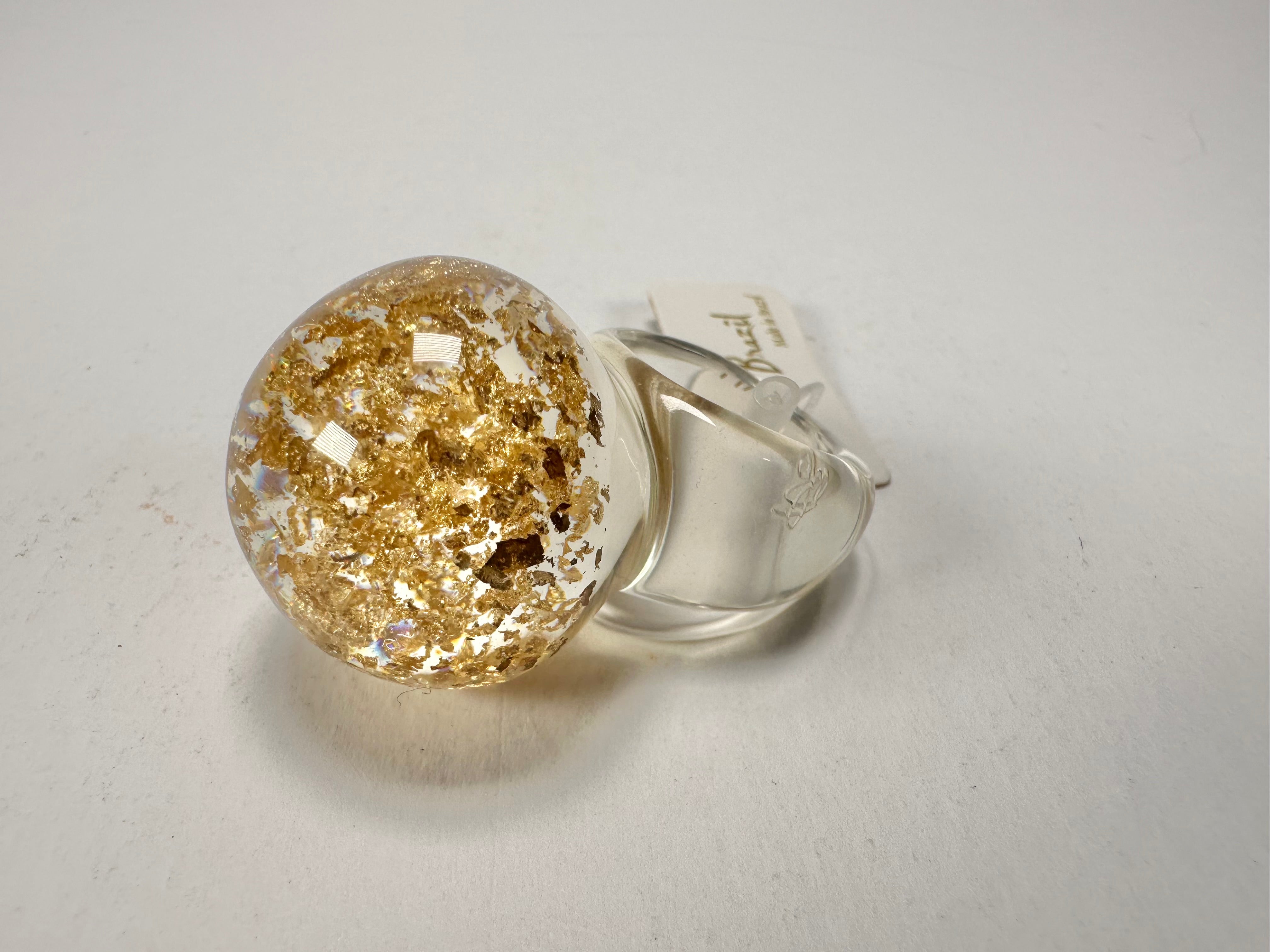 Jackie Brazil "Splendour" Large Ball Gold Flakes Ring ( R2500 ) Size UK - Q  / US - 8