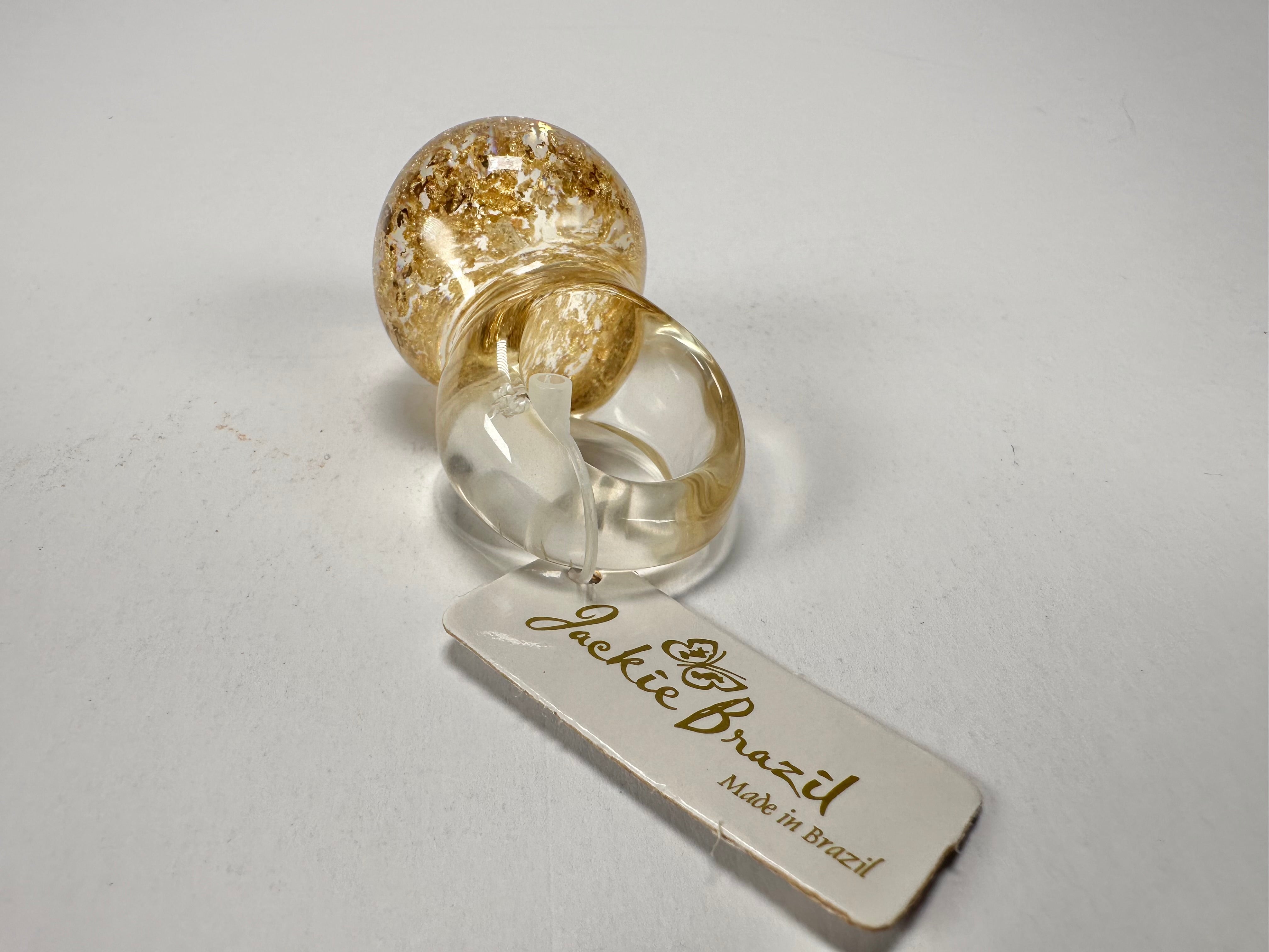 Jackie Brazil "Splendour" Large Ball Gold Flakes Ring ( R2500 ) Size UK - Q  / US - 8