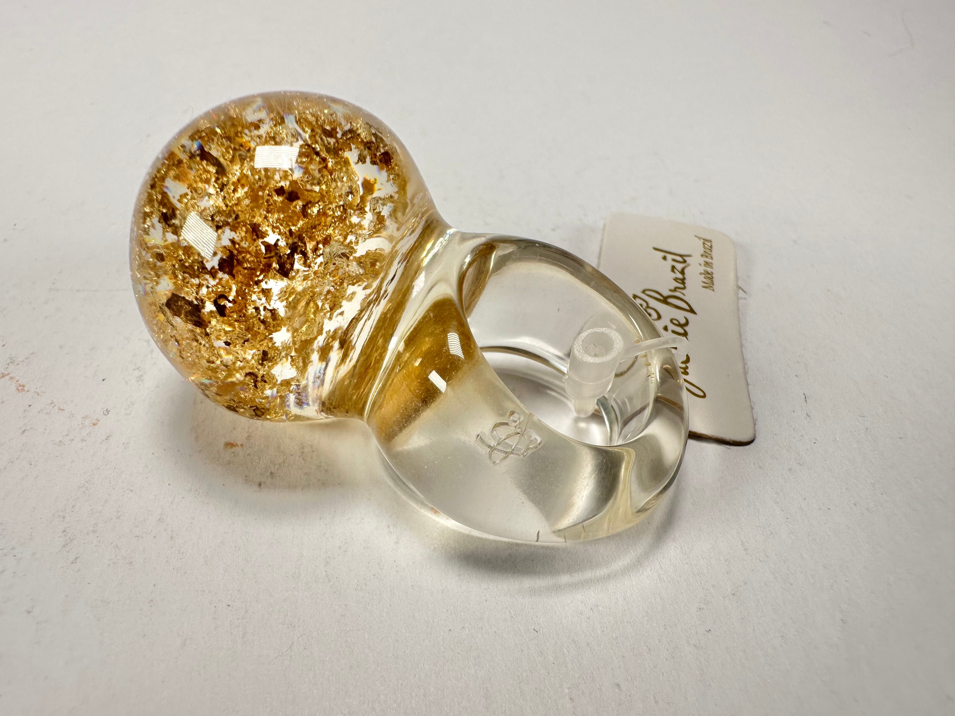Jackie Brazil "Splendour" Large Ball Gold Flakes Ring ( R2500 ) Size UK - Q  / US - 8