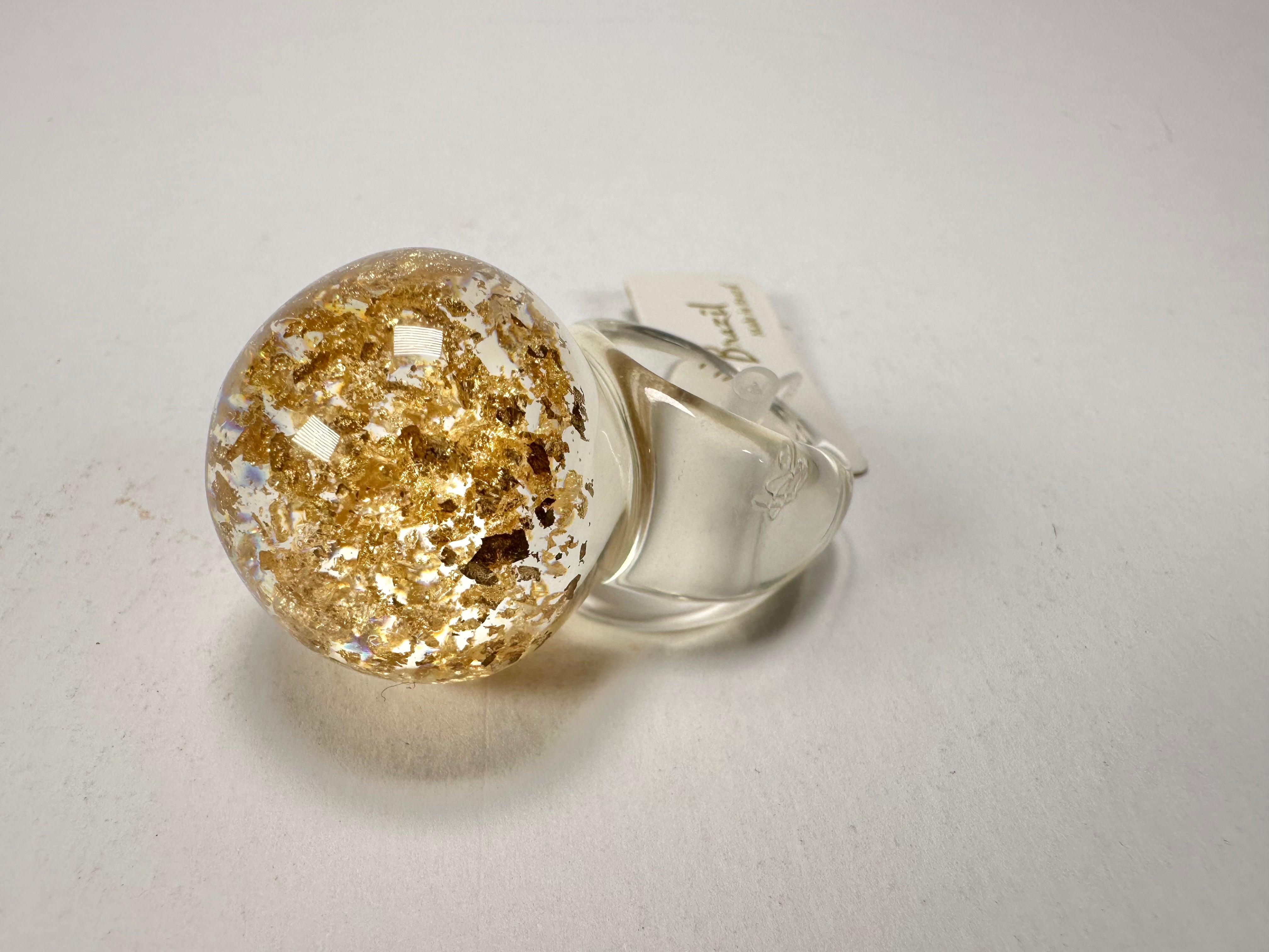 Jackie Brazil "Splendour" Large Ball Gold Flakes Ring ( R2500 ) Size UK - Q  / US - 8