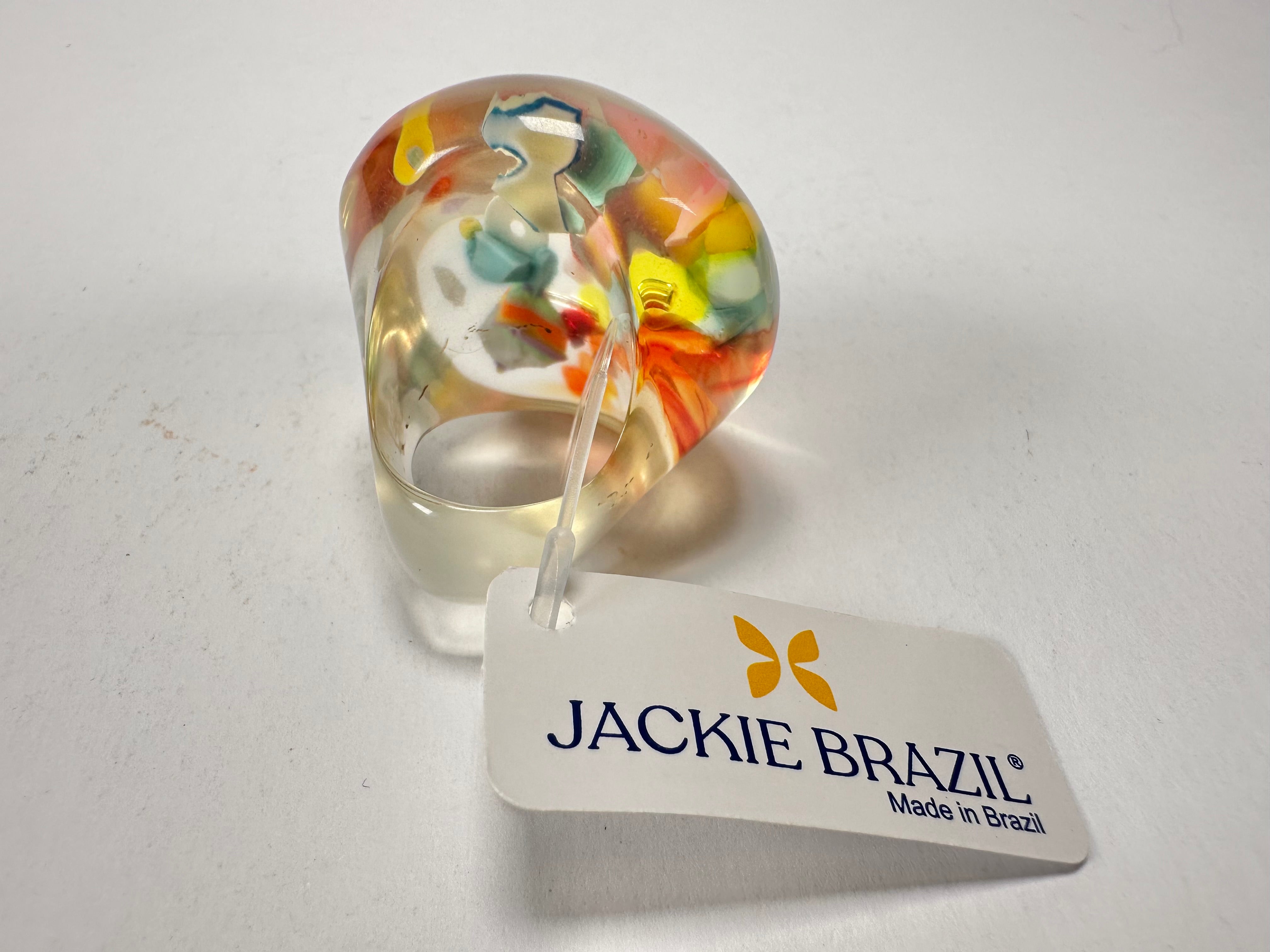 Jackie Brazil "Cascade" Large Round Domed Resin Ring ( R2929 ) Size UK Q / US 8