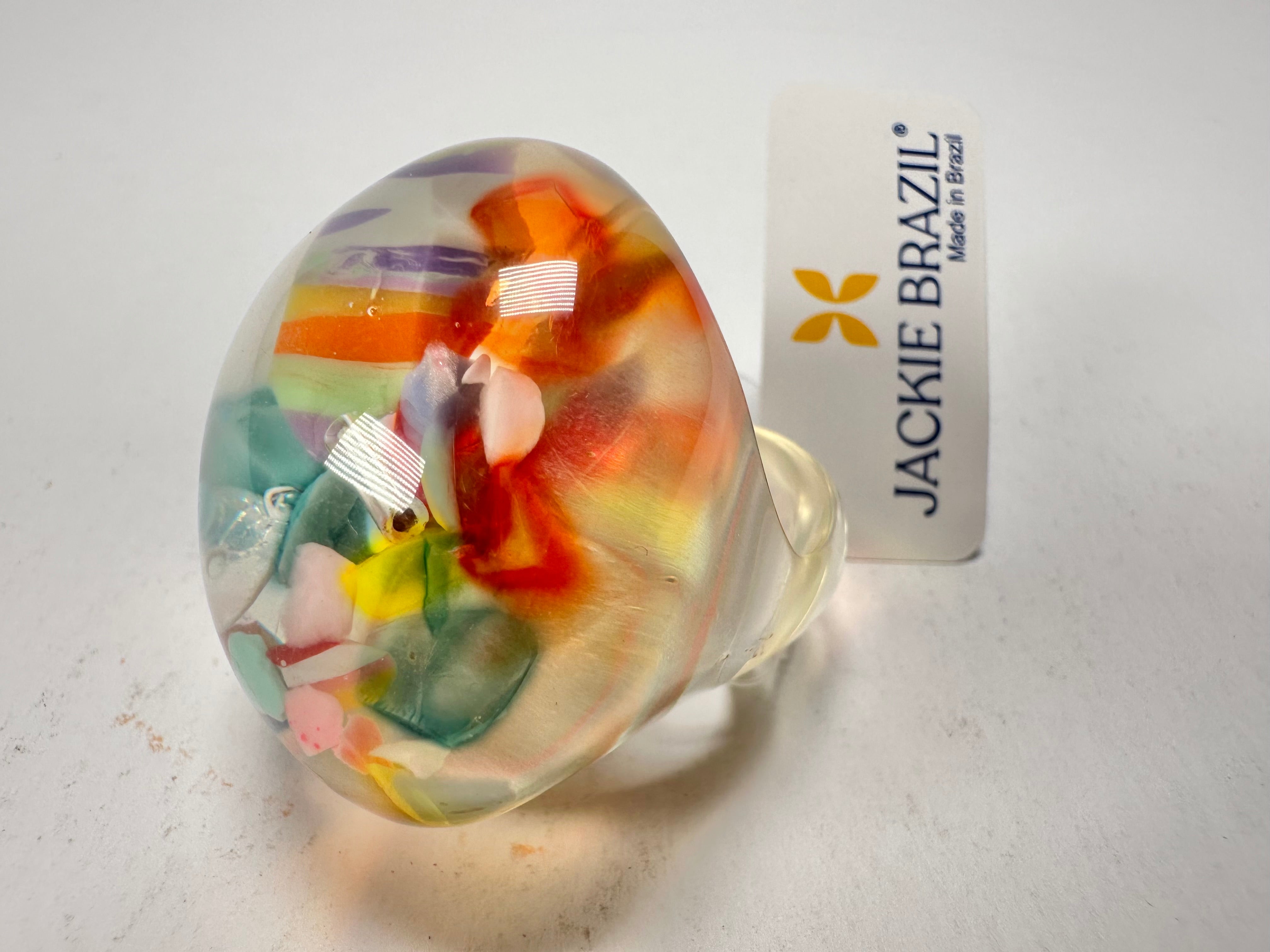 Jackie Brazil "Cascade" Large Round Domed Resin Ring ( R2929 ) Size UK Q / US 8