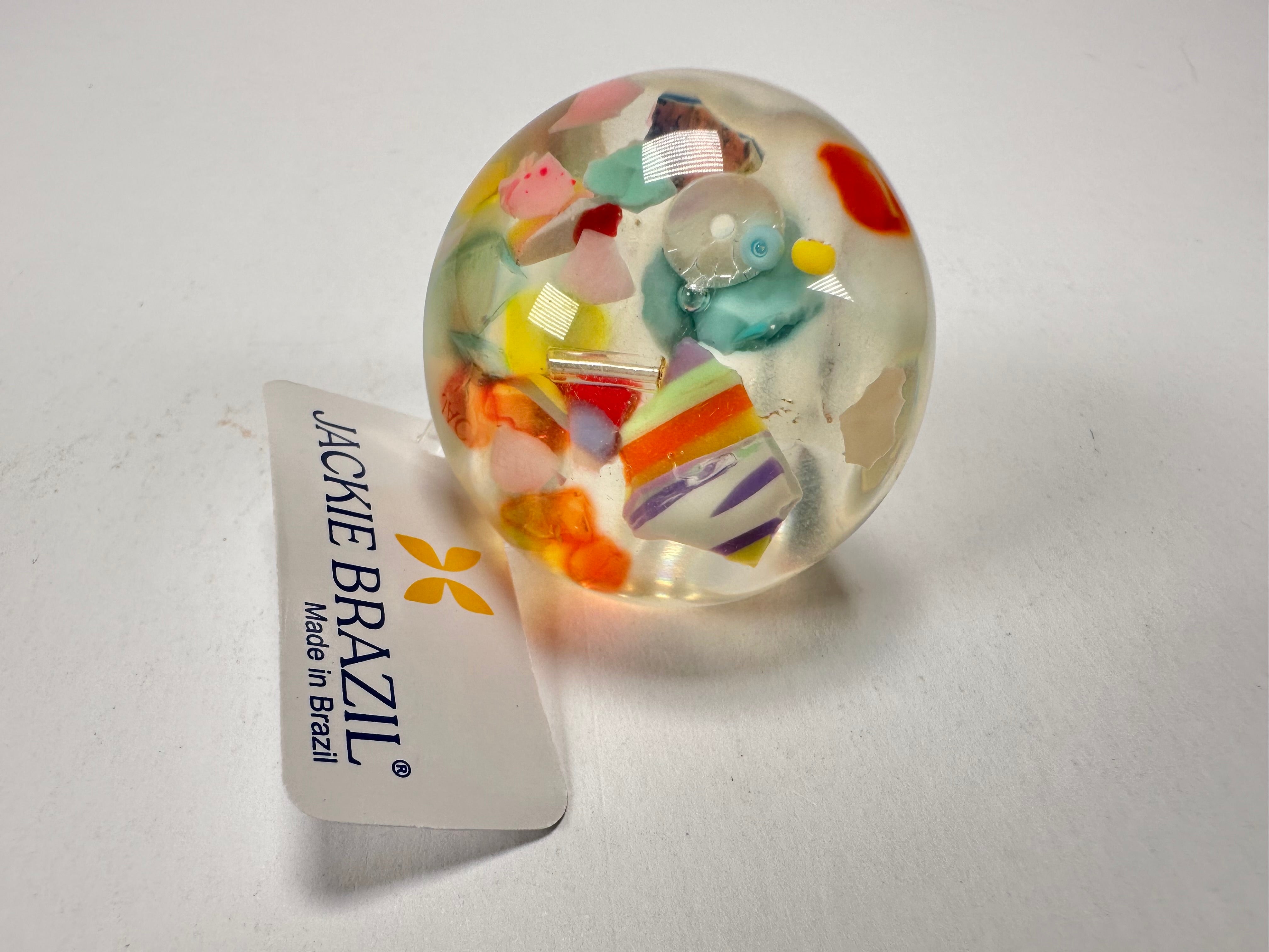 Jackie Brazil "Cascade" Large Round Domed Resin Ring ( R2929 ) Size UK Q / US 8