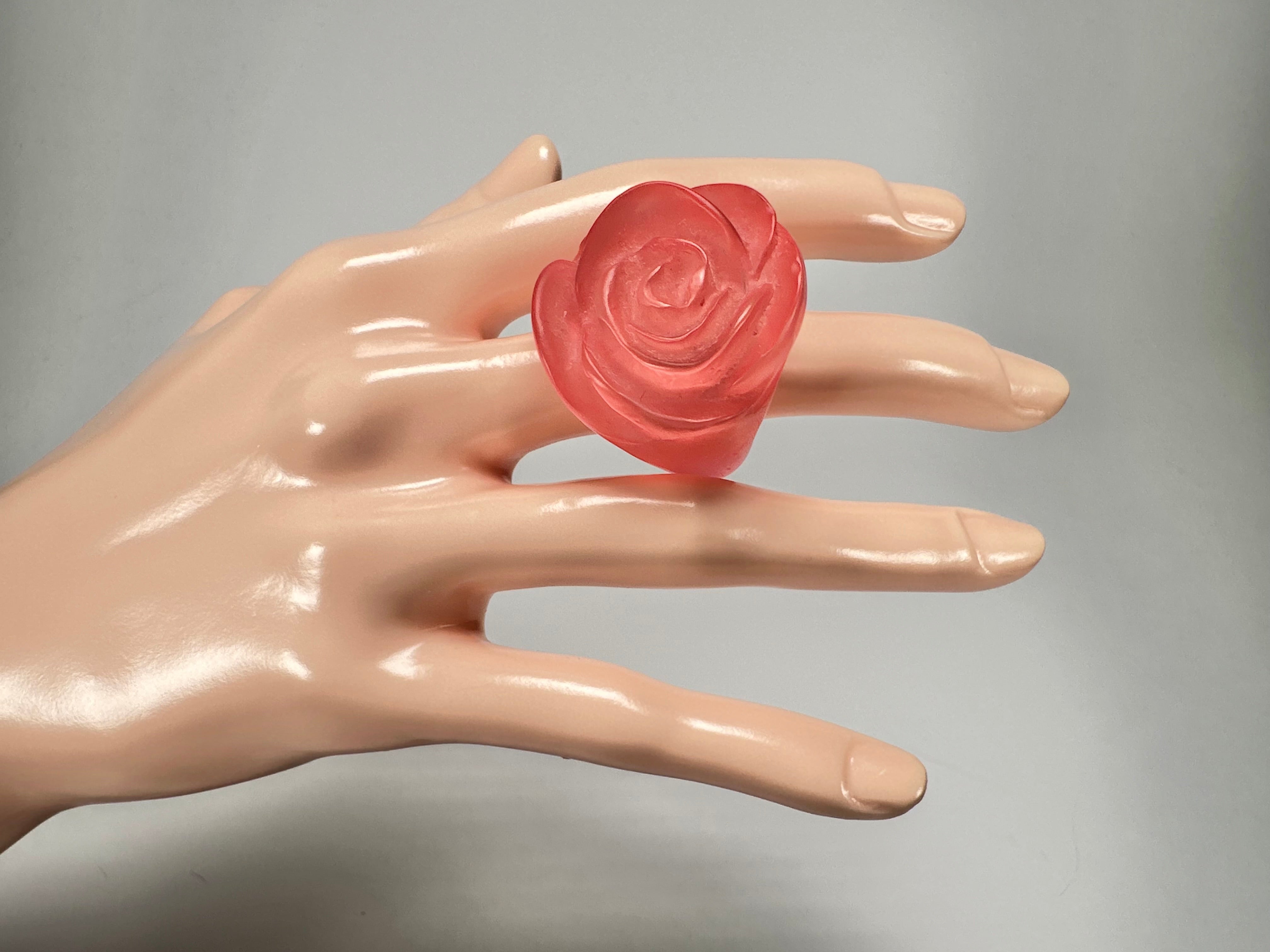 Jackie Brazil "Rose" Light Pink Resin Rose Ring ( R0585 ) Size UK T / US 9.5