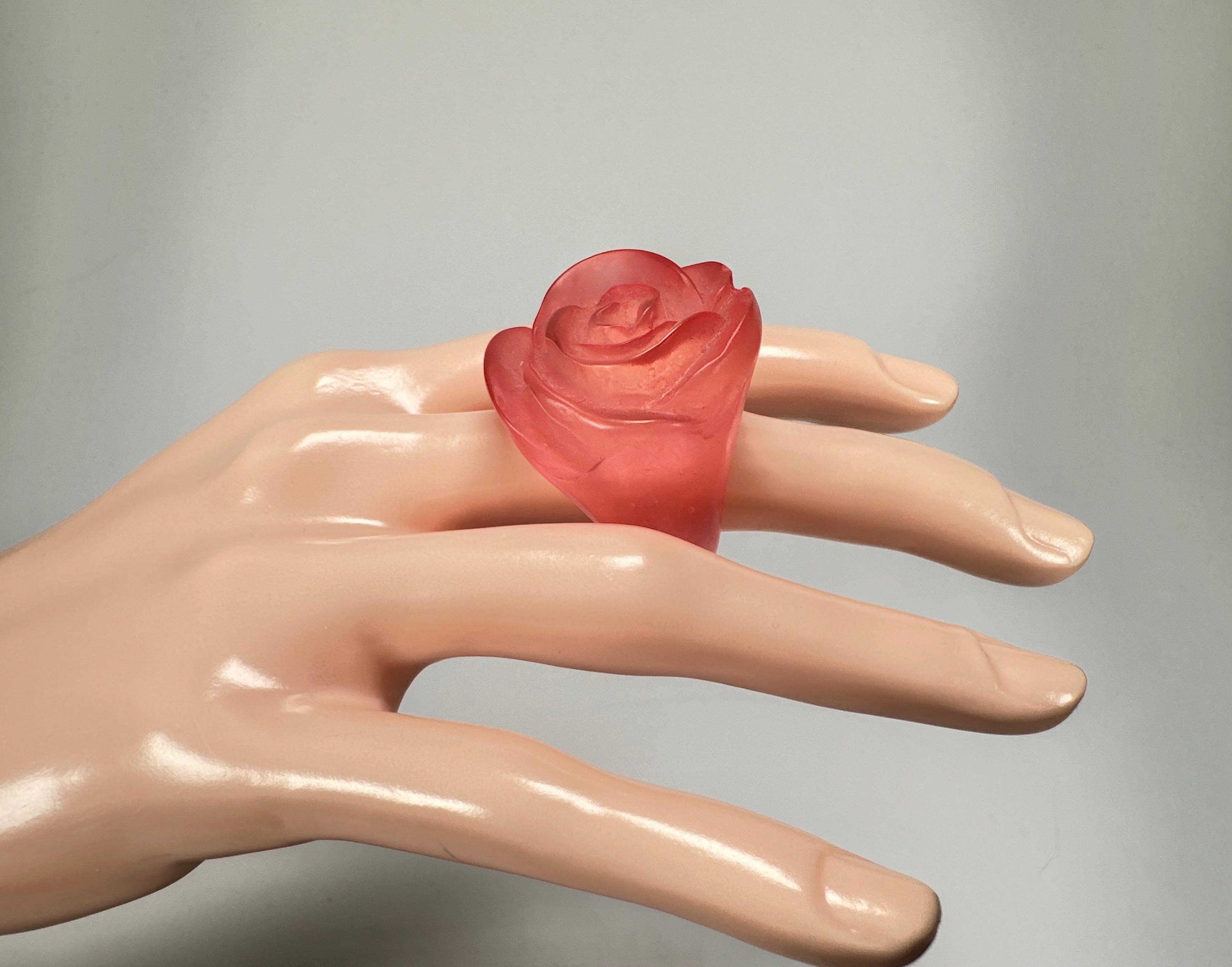 Jackie Brazil "Rose" Light Pink Resin Rose Ring ( R0585 ) Size UK T / US 9.5