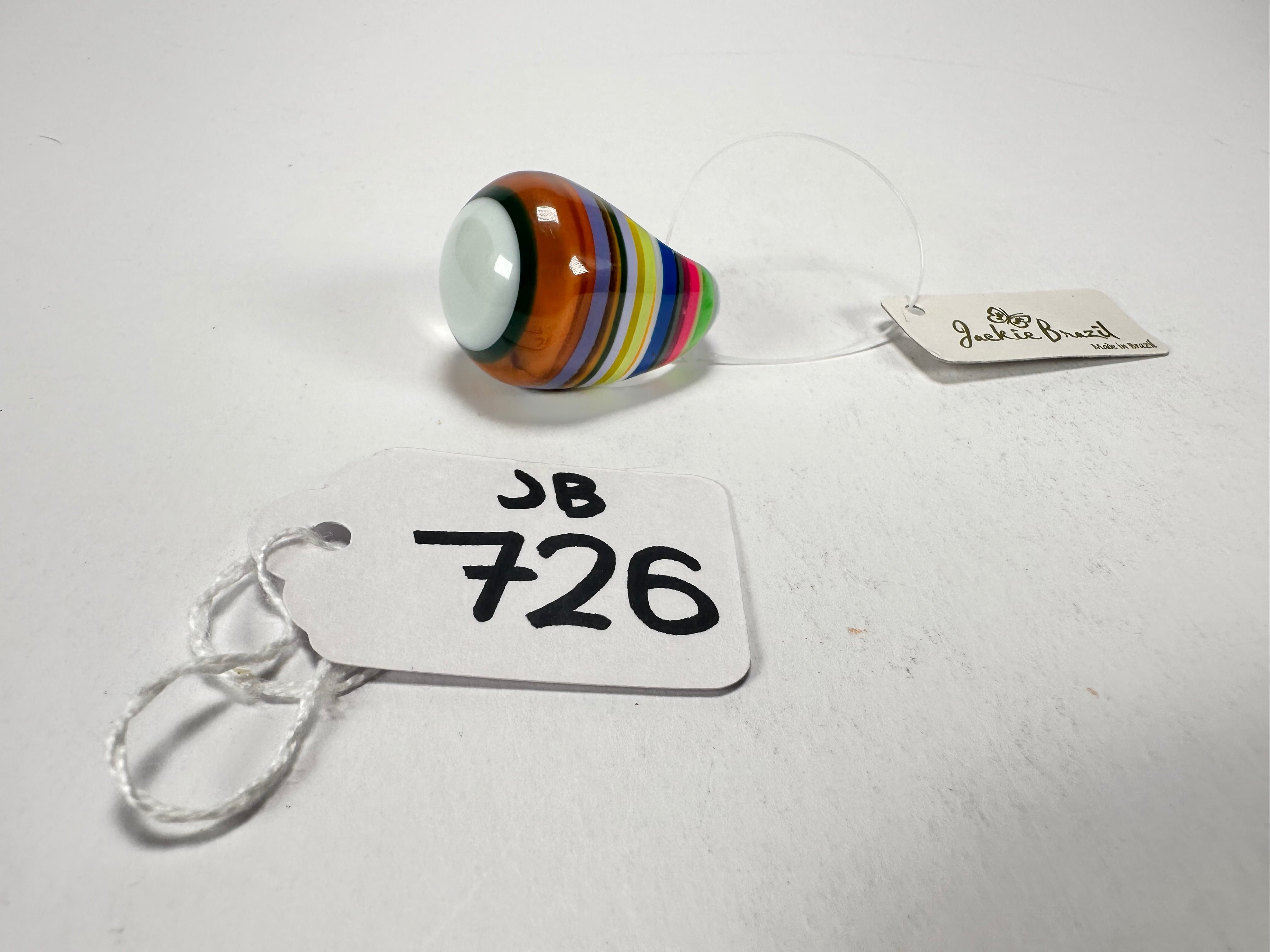 Jackie Brazil "Cat Eye" Liquorice Spring Mix Large Domed Resin Ring ( R1159 ) UK Q / USA 8