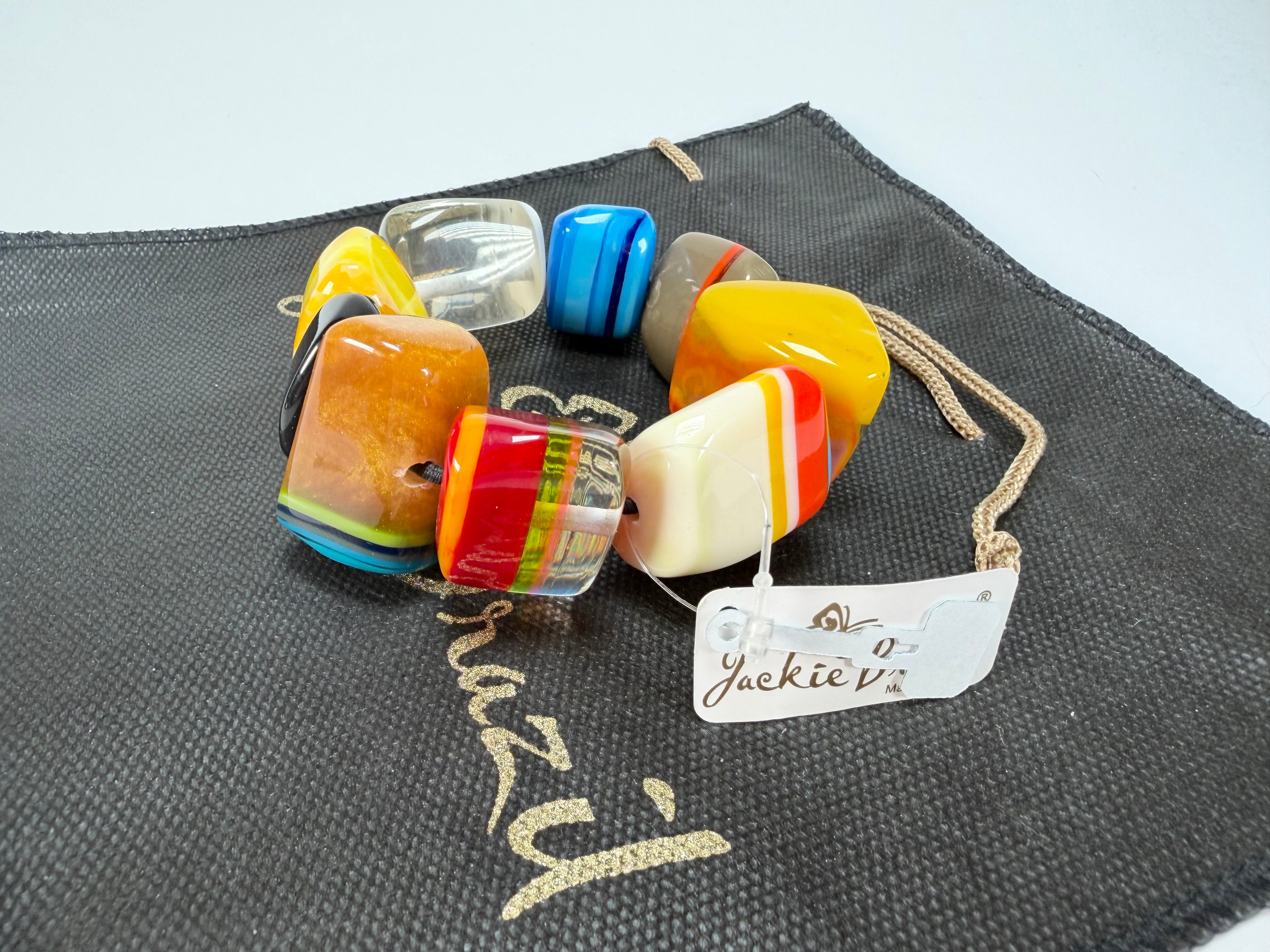 Jackie Brazil "9 PZS" Pop Art Natural Large Stones Elasticated Bracelet ( B0374 )