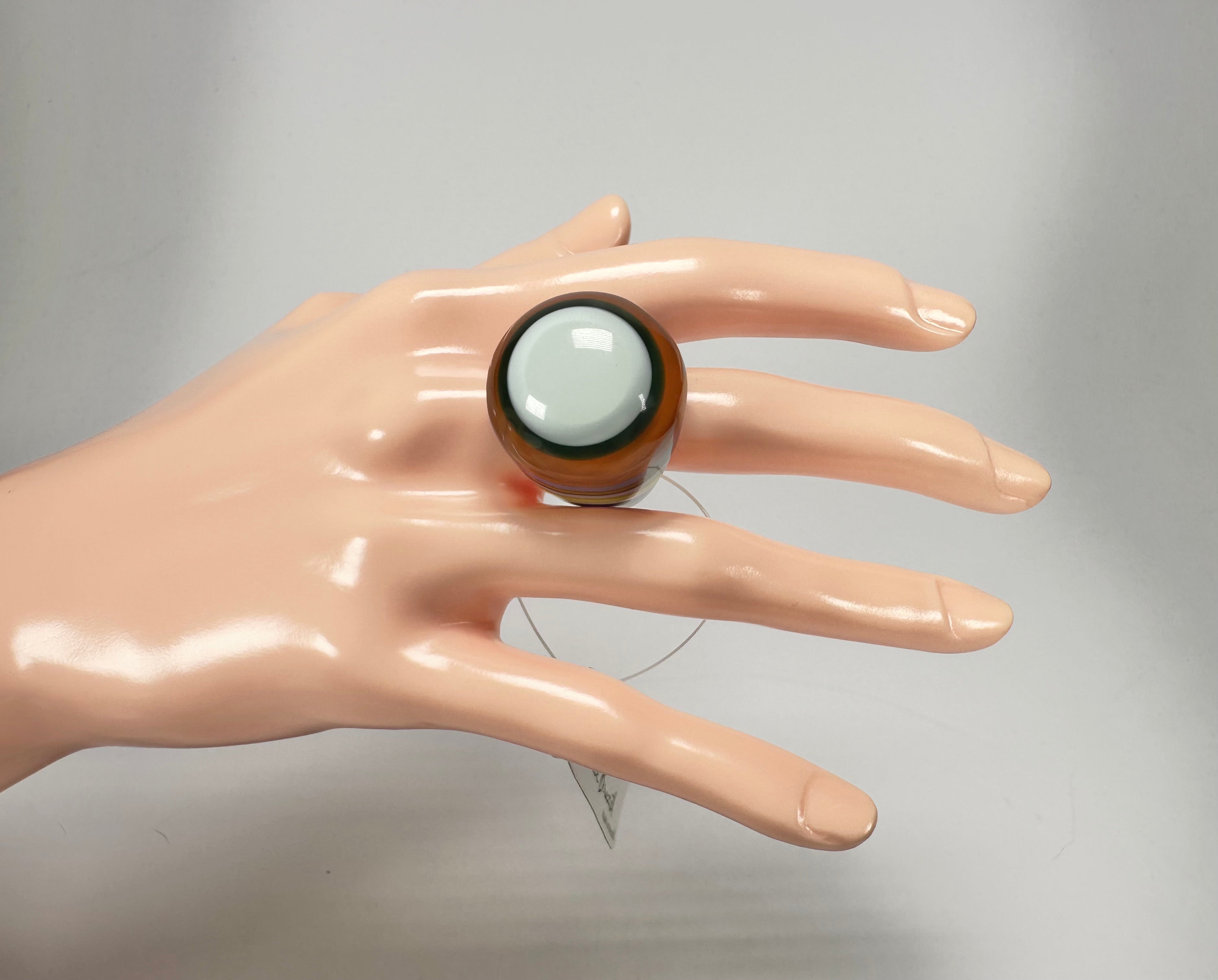 Jackie Brazil "Cat Eye" Liquorice Spring Mix Large Domed Resin Ring ( R1159 ) UK Q / USA 8