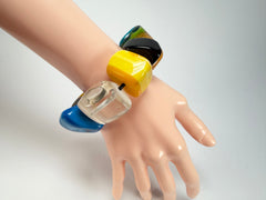 Jackie Brazil "9 PZS" Pop Art Natural Large Stones Elasticated Bracelet ( B0374 )