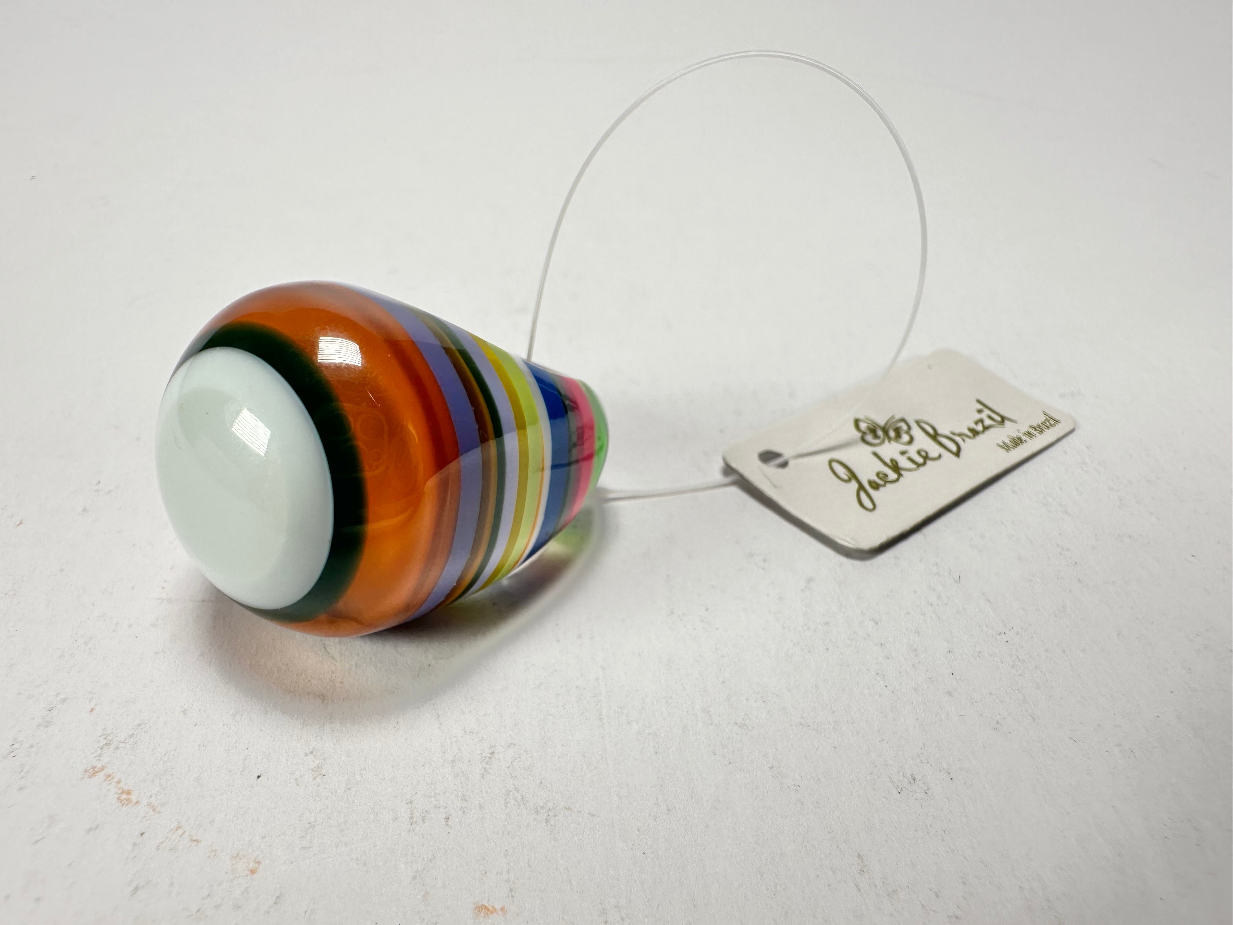 Jackie Brazil "Cat Eye" Liquorice Spring Mix Large Domed Resin Ring ( R1159 ) UK Q / USA 8