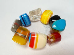 Jackie Brazil "9 PZS" Pop Art Natural Large Stones Elasticated Bracelet ( B0374 )