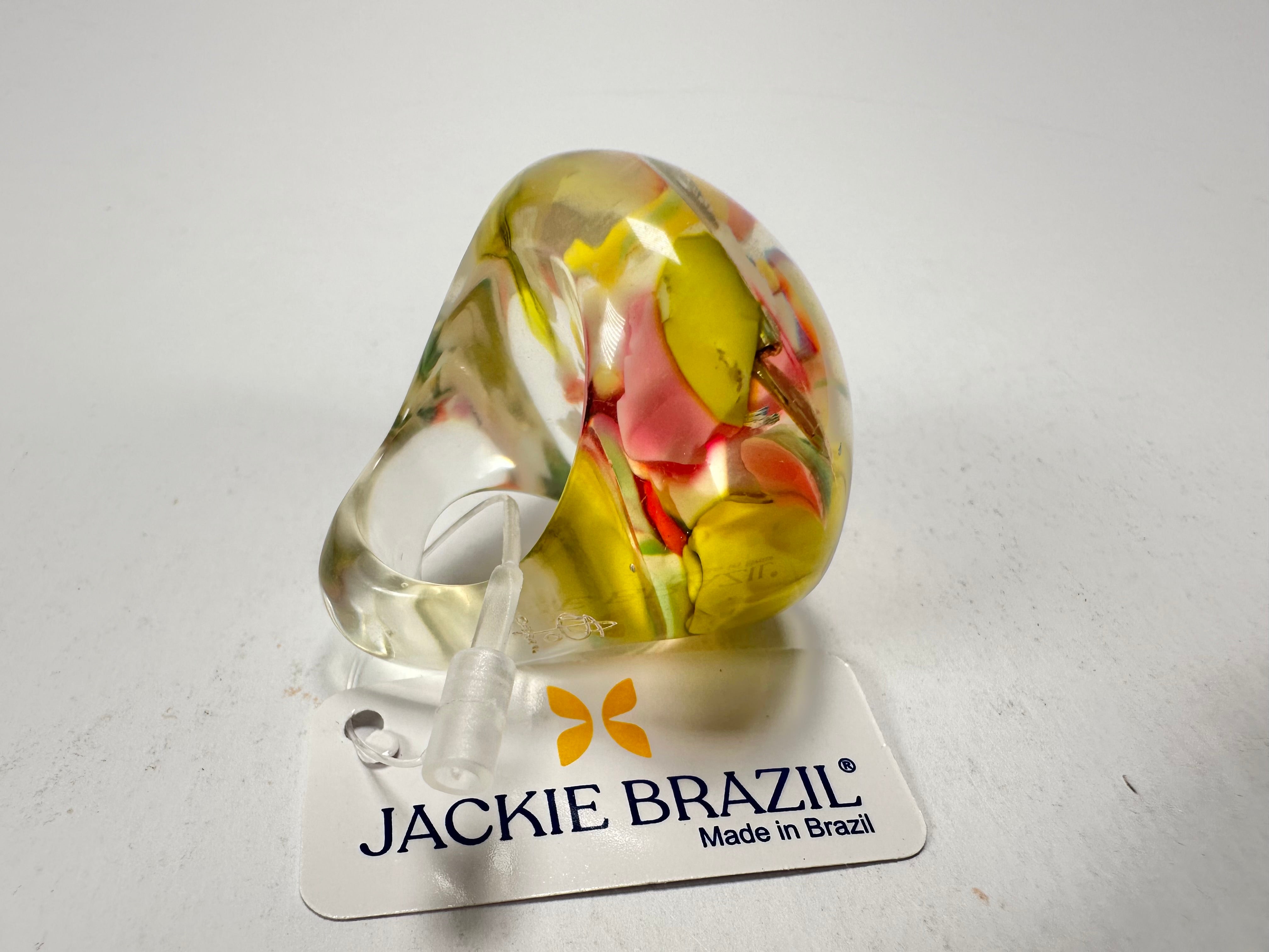 Jackie Brazil "Cascade" Large Round Domed Resin Ring ( R2929 ) Size UK P / US 7.5