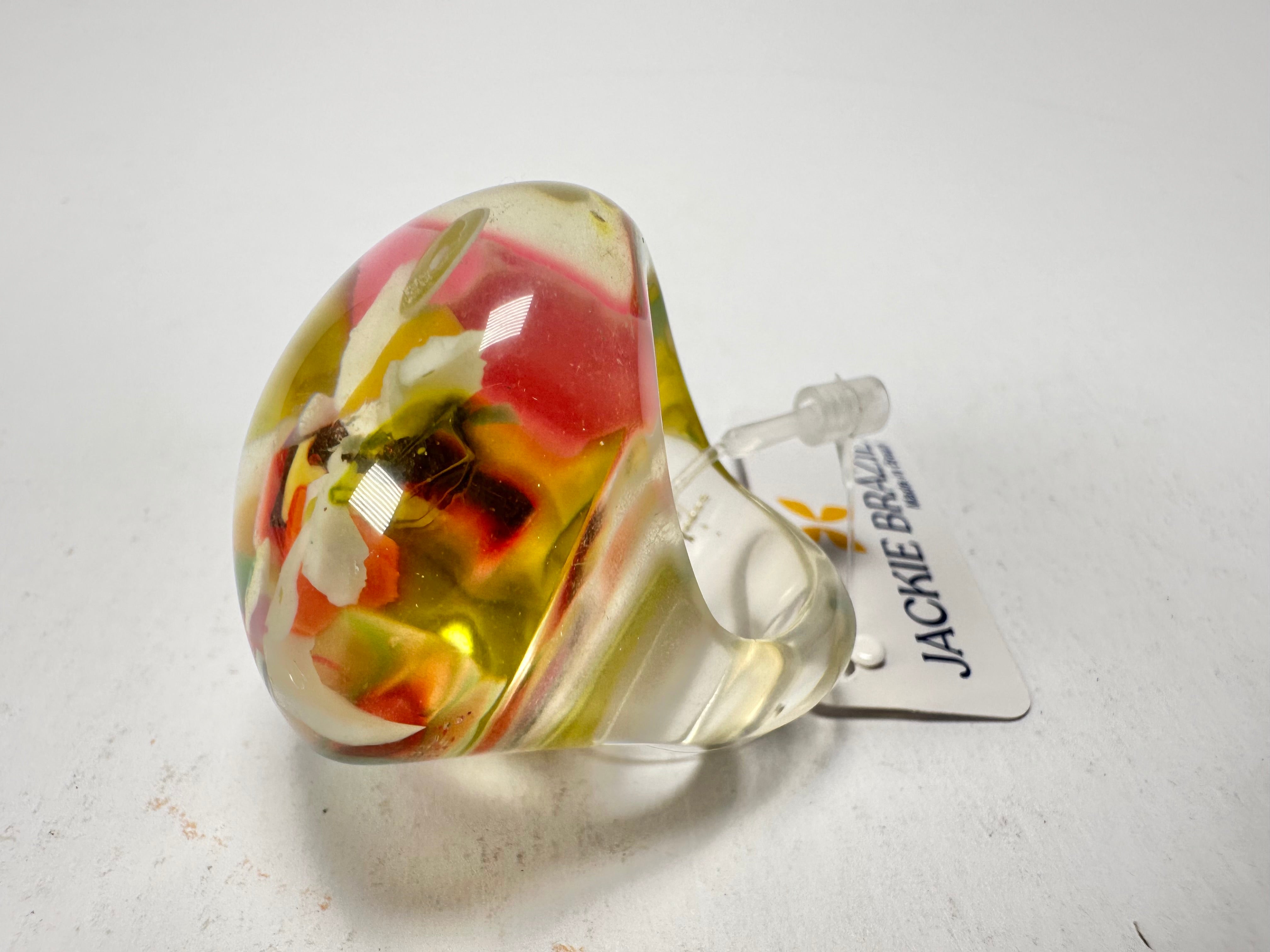 Jackie Brazil "Cascade" Large Round Domed Resin Ring ( R2929 ) Size UK P / US 7.5