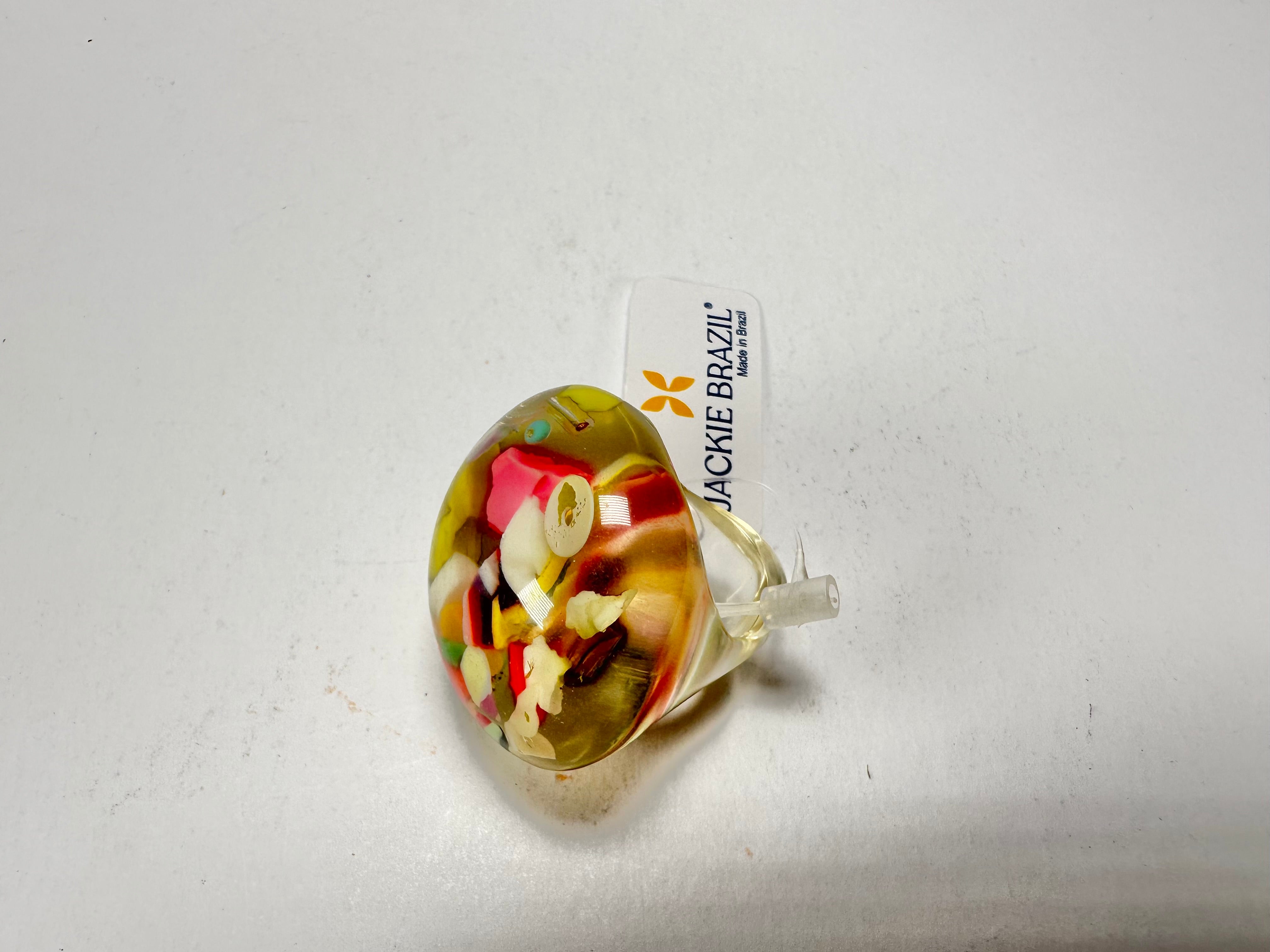 Jackie Brazil "Cascade" Large Round Domed Resin Ring ( R2929 ) Size UK P / US 7.5
