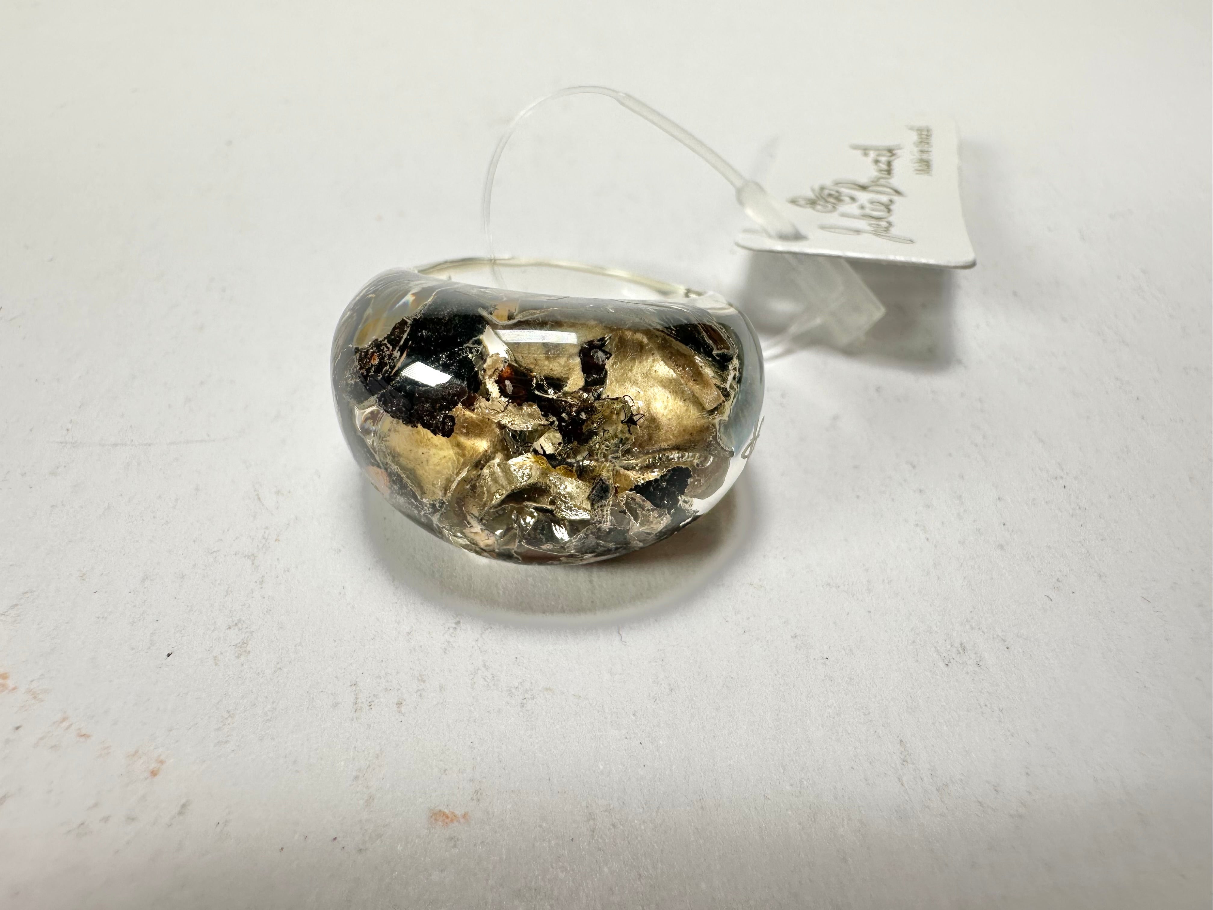 Jackie Brazil "Cache" Fat Oval Seaweed Resin Ring ( R0133 ) Size UK R / USA 8.5