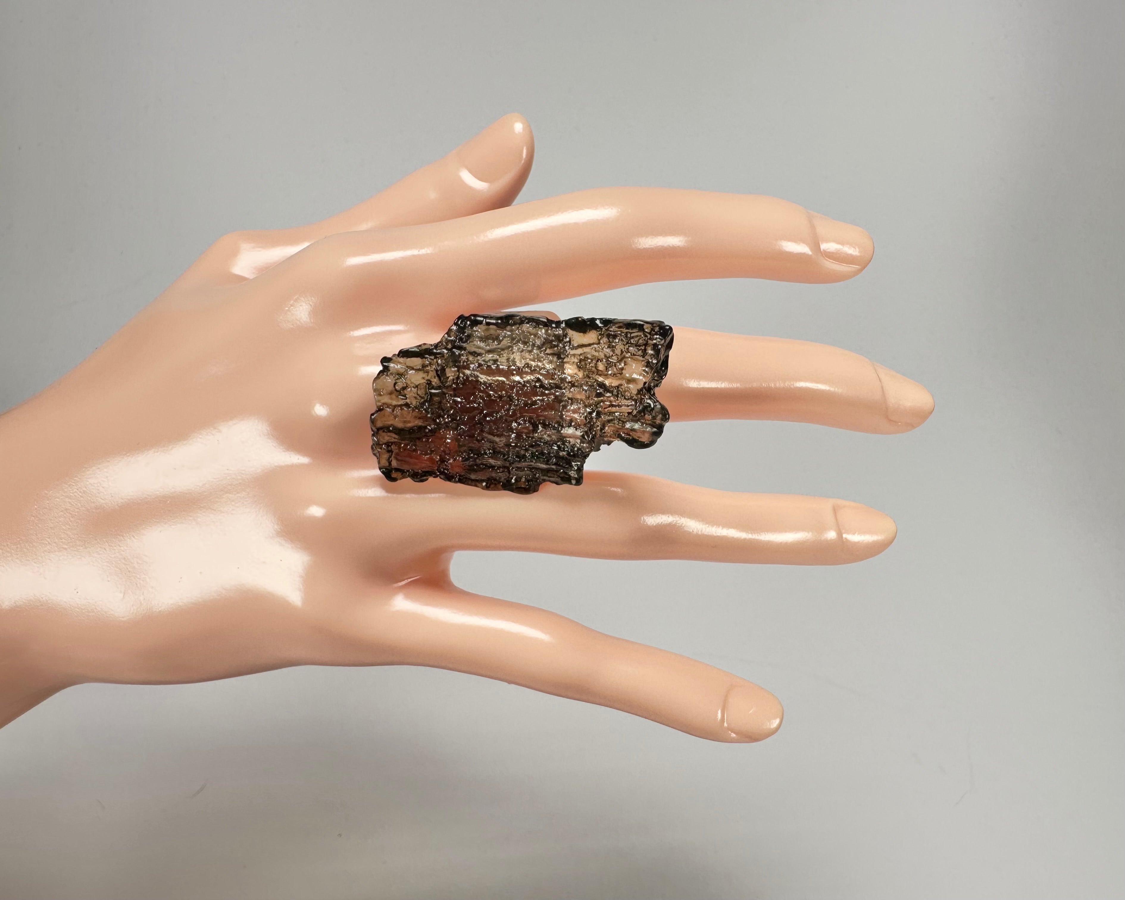 Jackie Brazil "Smoked Crystal" Charcoal Resin Ring ( R0001 ) UK R / USA 8.5